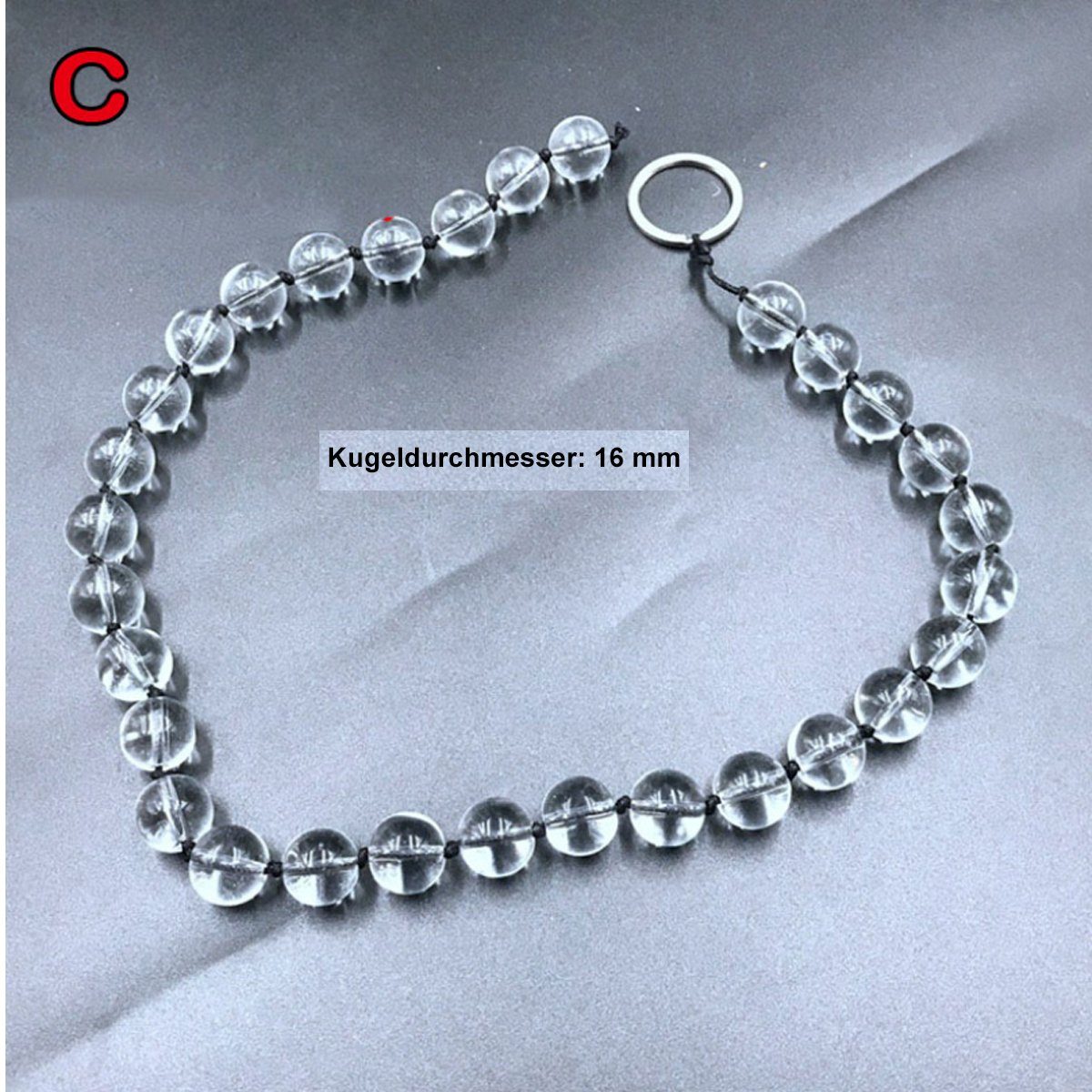TPFSecret Analkugeln für Frauen und Männer, 30 Kugeln mit 1,6cm Durchmesser, Länge: 58cm - Ergonomische große Glas Anal Perlen Kette