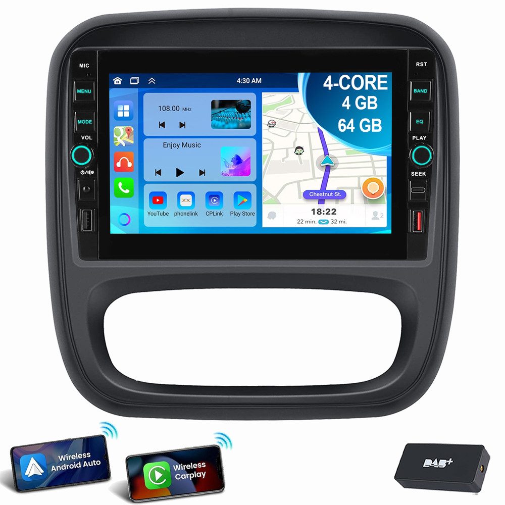 ESSGOO 8" Für Opel Vivaro B Renault Trafic 3 NV300 Android15 Autoradio Autoradio (RDS, Digitalradio (DAB), FM, AM)