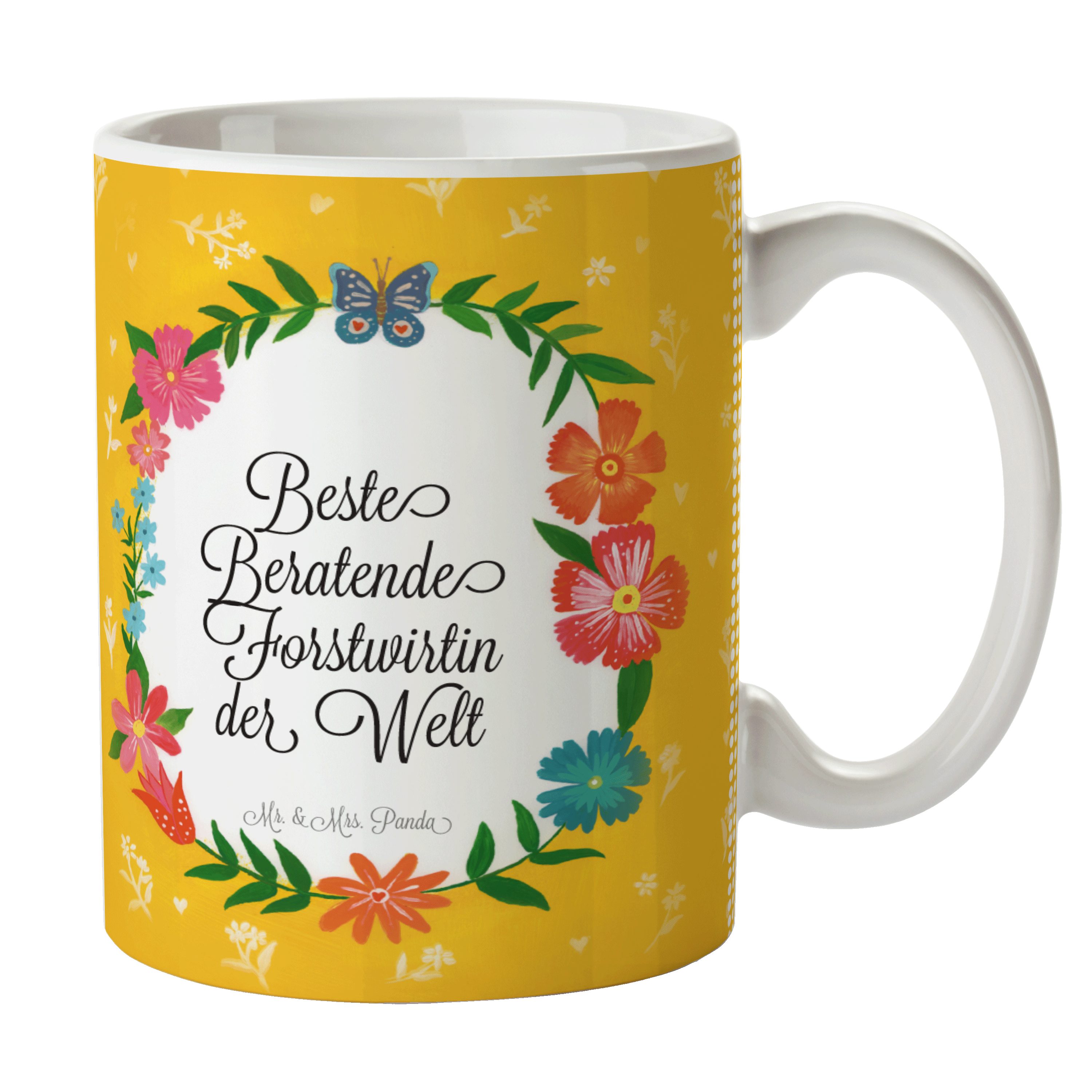 Geschenk, - Mrs. Tasse Abschluss, & Panda Keramik Ausbildung, Beratende Forstwirtin Kaffeetasse, Mr.
