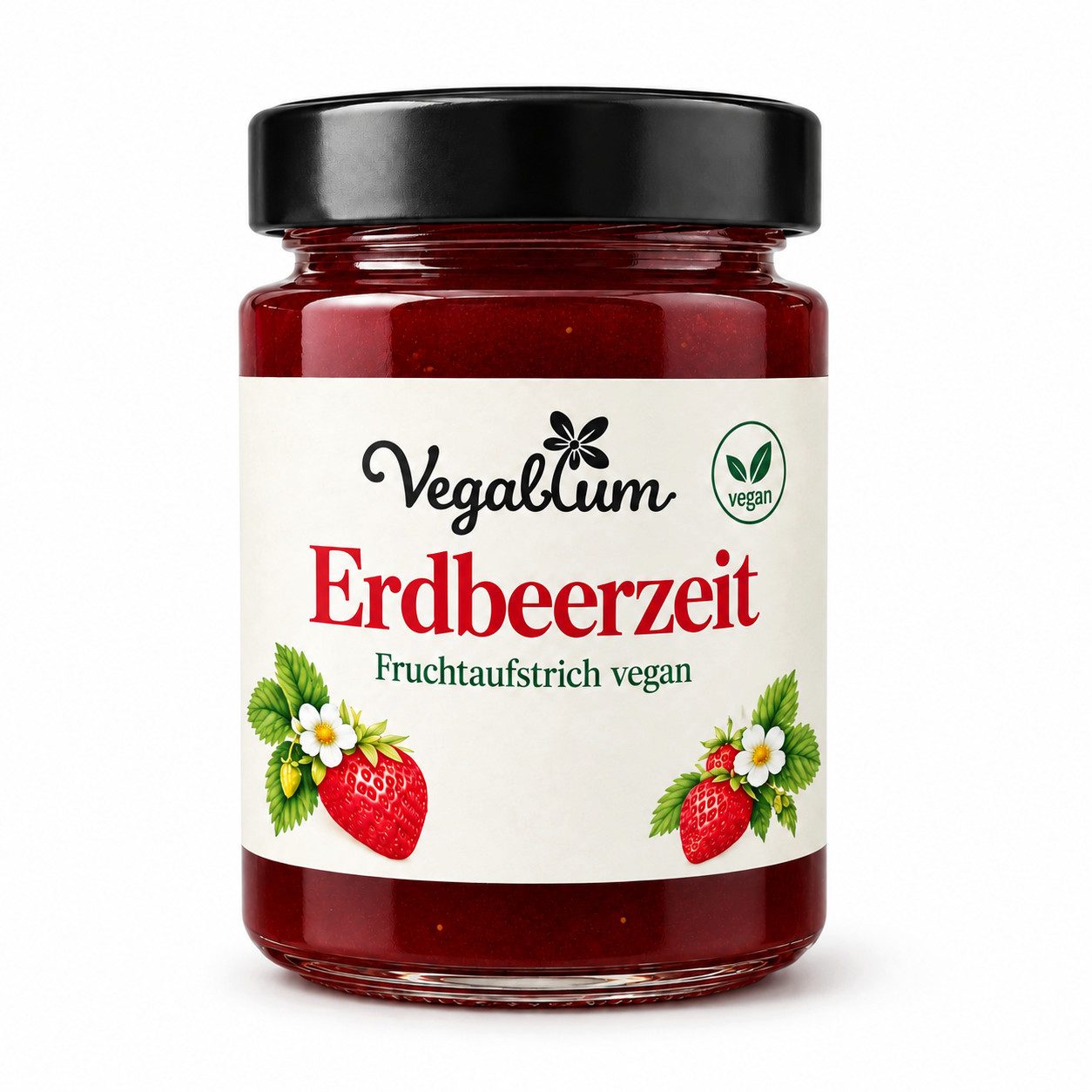 Vegablum Fruchtaufstrich Erdbeerzeit, 48 % Erdbeeren, vegan im Glas, 1 x 200,00 g, 48 % Erdbeeren, vegan