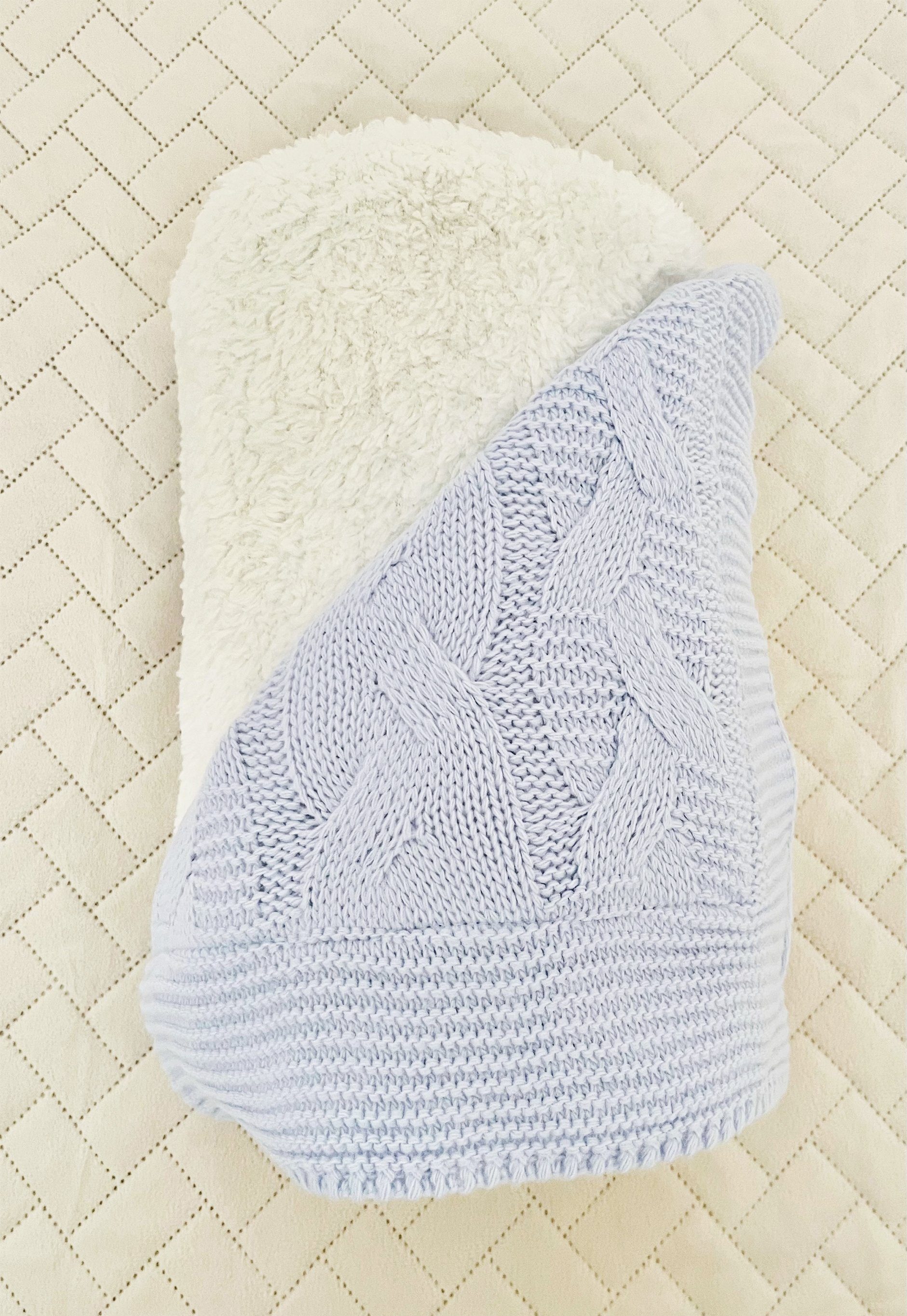 Babydecke Kuscheldecke, NoblesBox, Innen Wollig, x Strickdecken in verschiedenen Farben, 100cm 110cm Blau