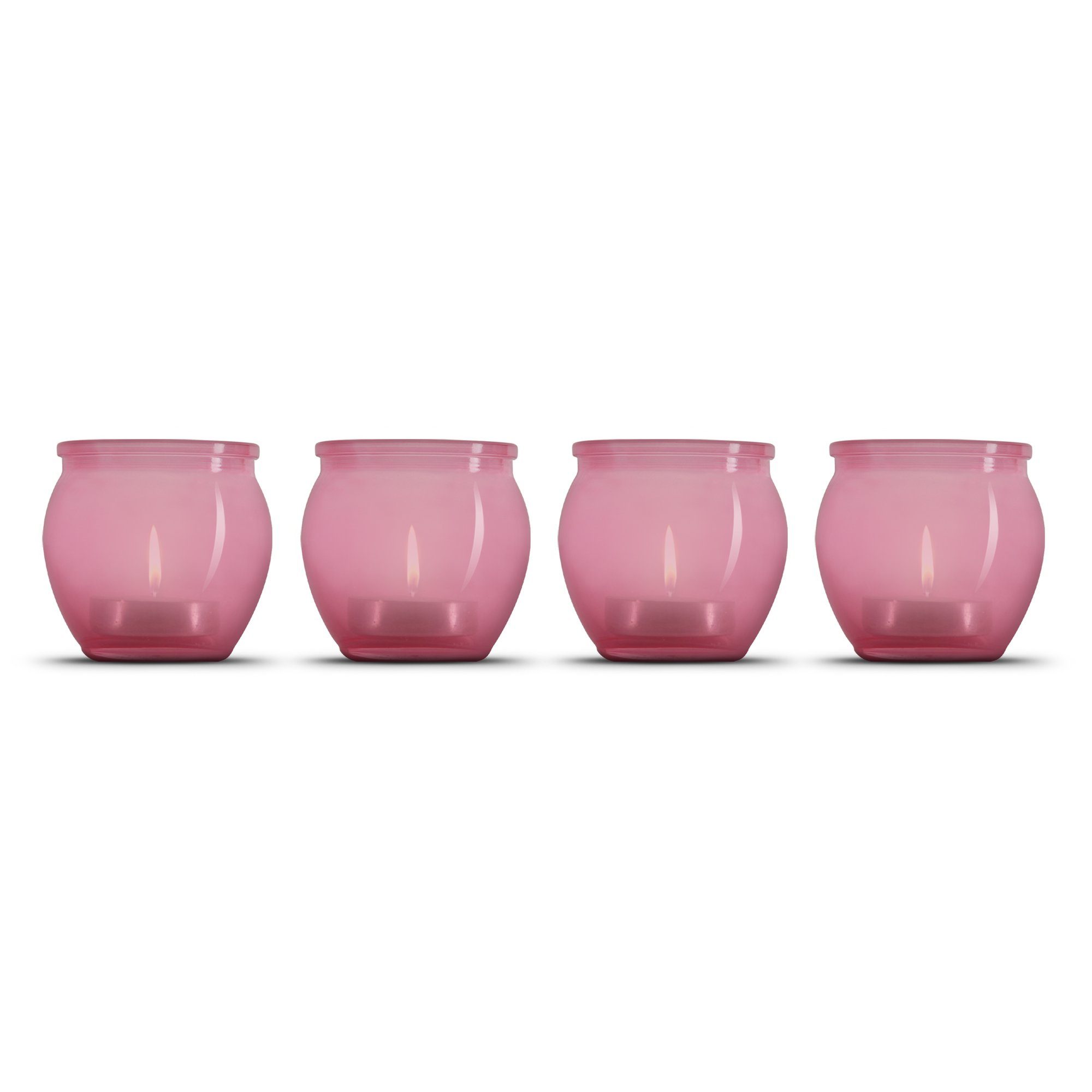 Günstig und beliebt HS Candle Windlicht Teelichhalter Teelicht St), (4 inkl. - - Rosa zur 6cm x Deko Glaskerze Windlichter 6cm