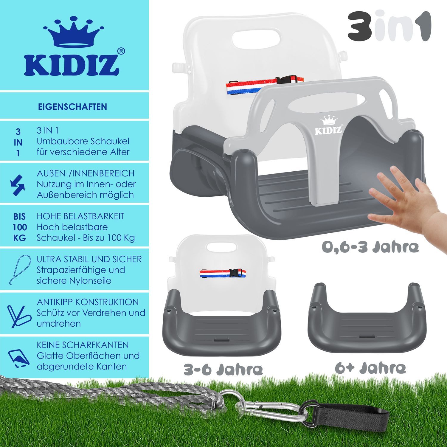 KIDIZ Einzelschaukel, Babyschaukel Kinderschaukel in Babysitz verstellbar günstig online kaufen