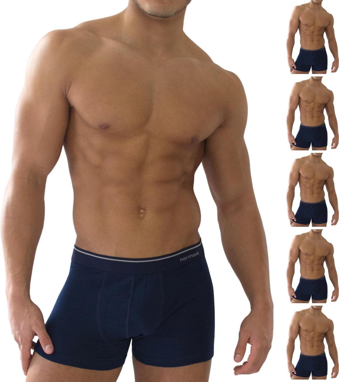 normani Retro Boxer 6 Stück Retro Boxershorts aus Baumwolle Unterhose aus atmungsaktiver Baumwolle Marine