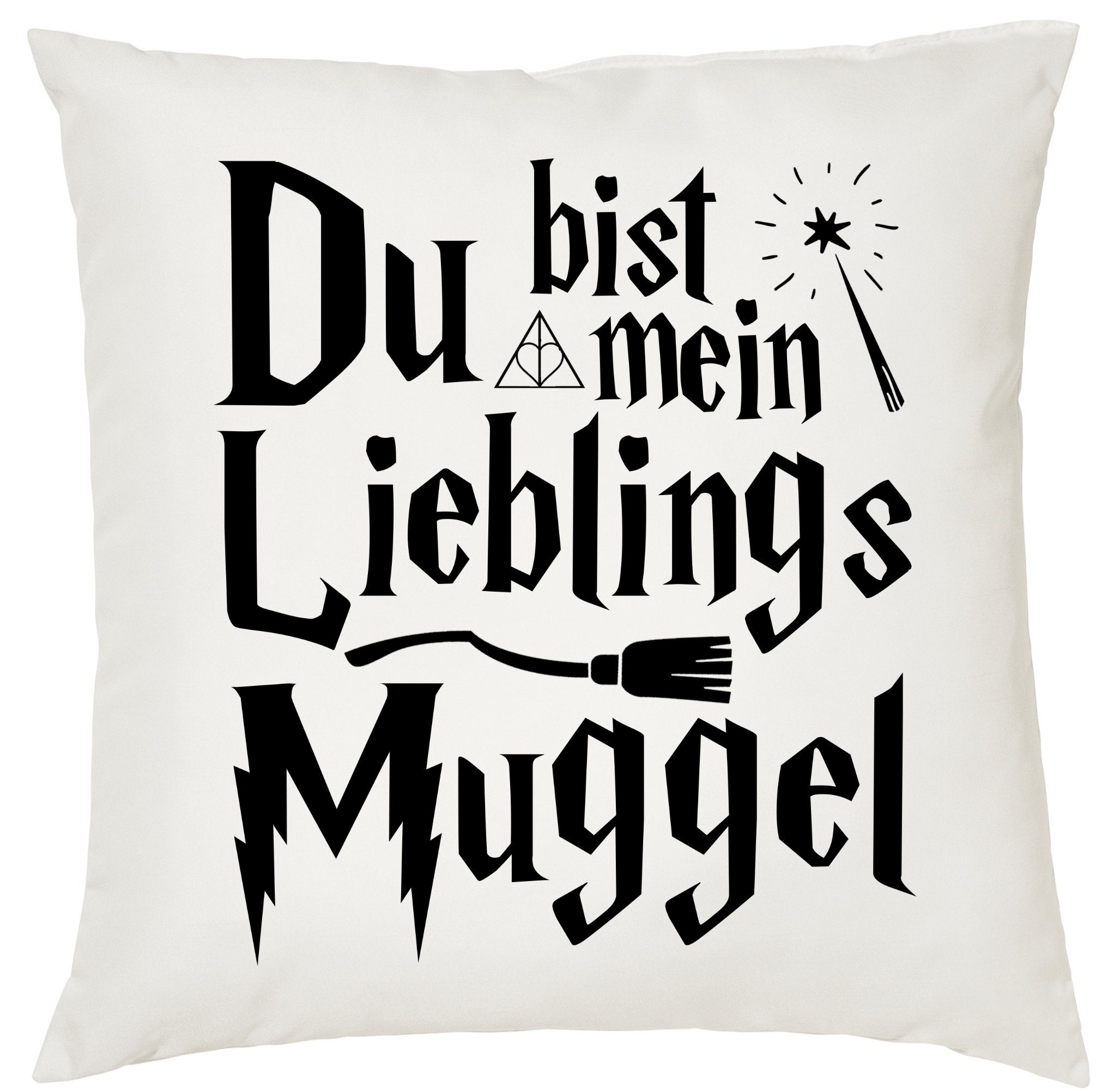 Du 40x40cm Lieblings-Muggel Mein Füllung mit Designz Dekokissen, Druck modischen Youth mit Kissen Weiß Dekokissen Bist