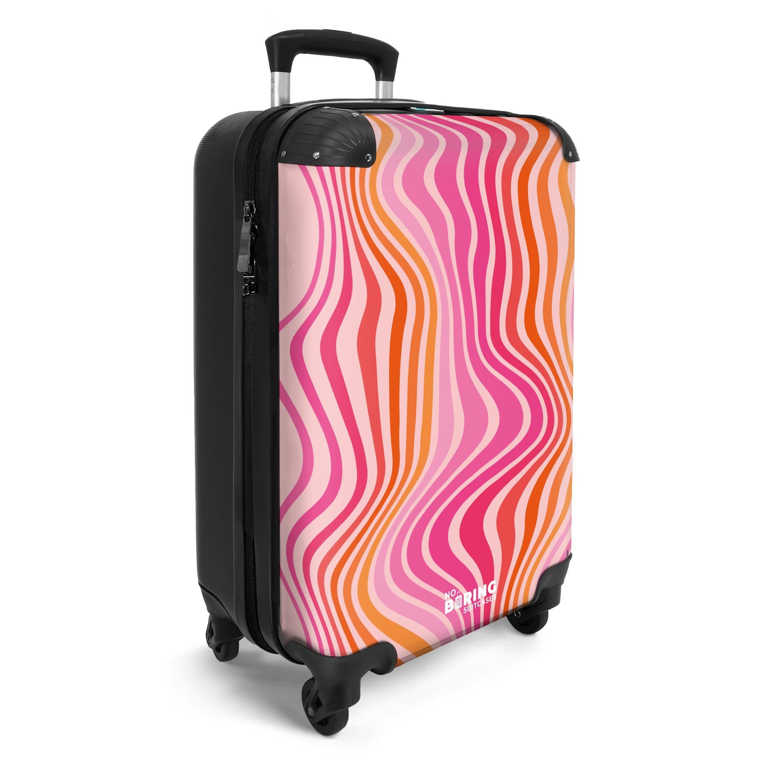 NoBoringSuitcases.com© Hartschalen-Trolley Rosa und orangefarbene Wellenlin günstig online kaufen