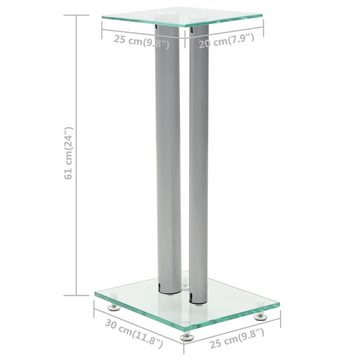 vidaXL Lautsprecherständer Säulen-Design 2 Stk. Hartglas Silbern Lautsprecherständer