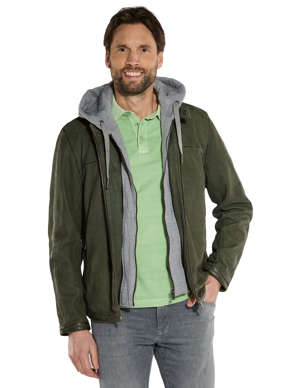 Lederjacke Lederjacke mit Kapuze