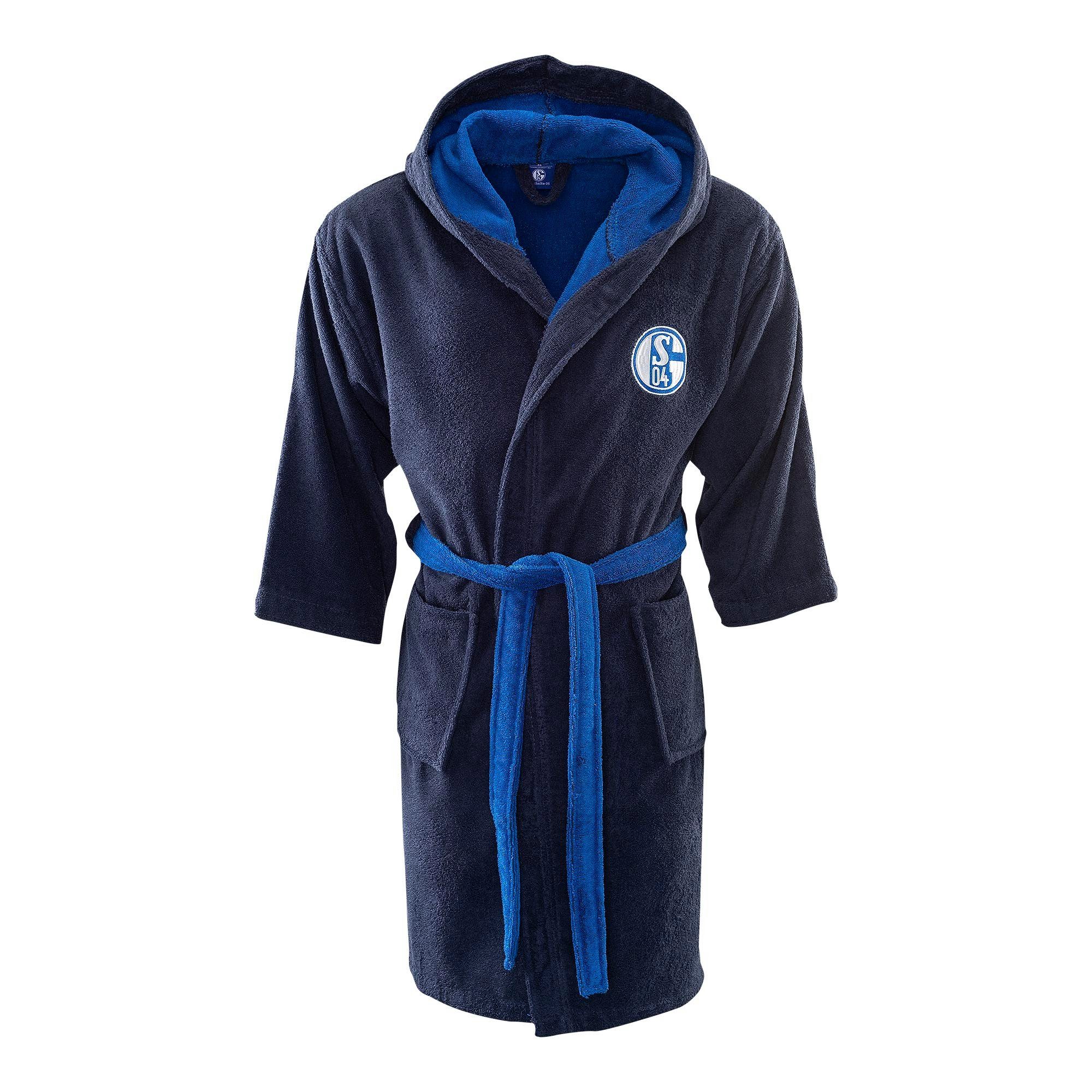 FC Schalke 04 Unisex-Bademantel Bademantel navy Kapuze, Langform, Baumwolle günstig online kaufen