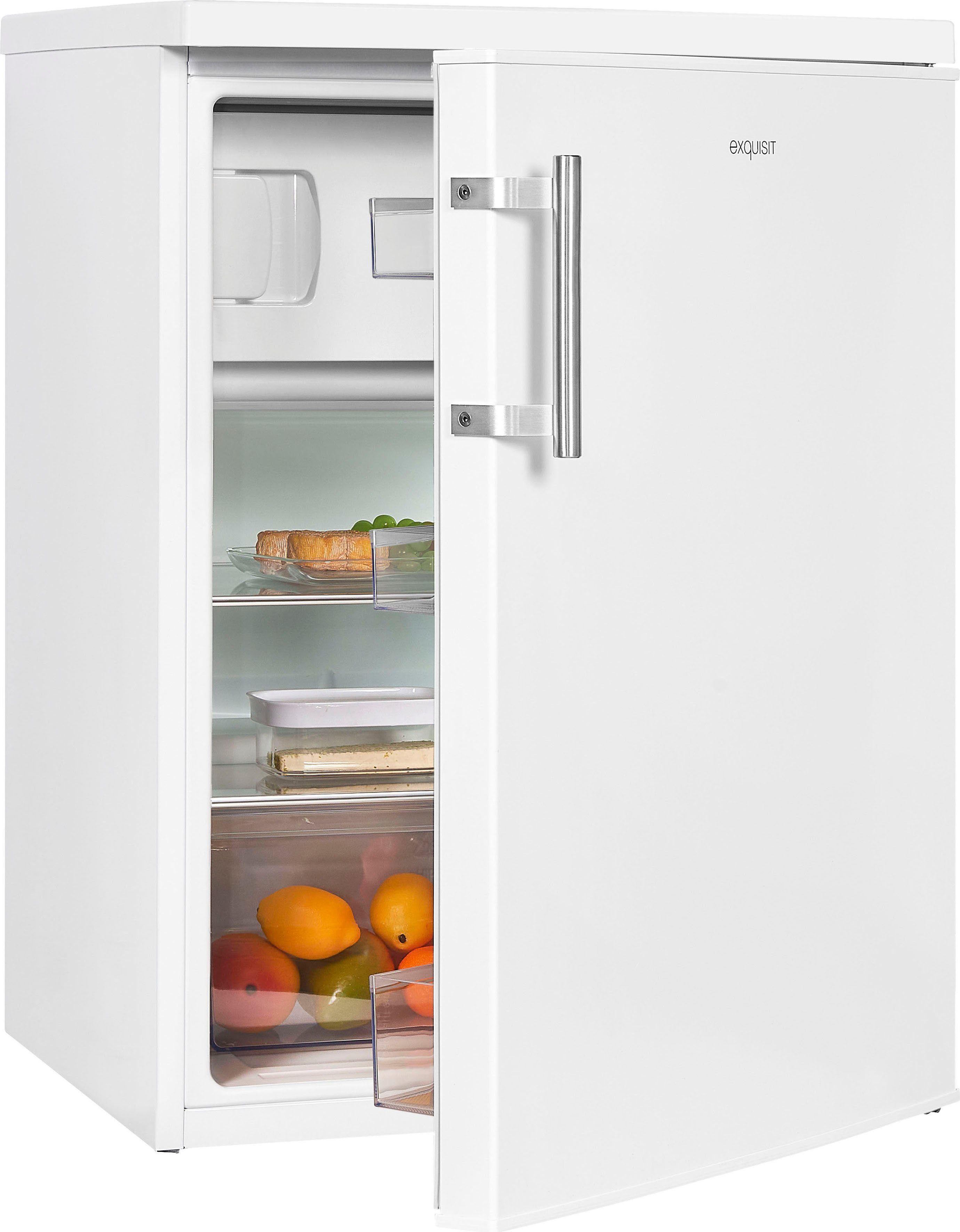 exquisit Kühlschrank KS18-4-H-170D weiss, 85,0 cm hoch, 60,0 cm breit,  Glasablagen - flexibel verstellbar für individuelle Lagerung