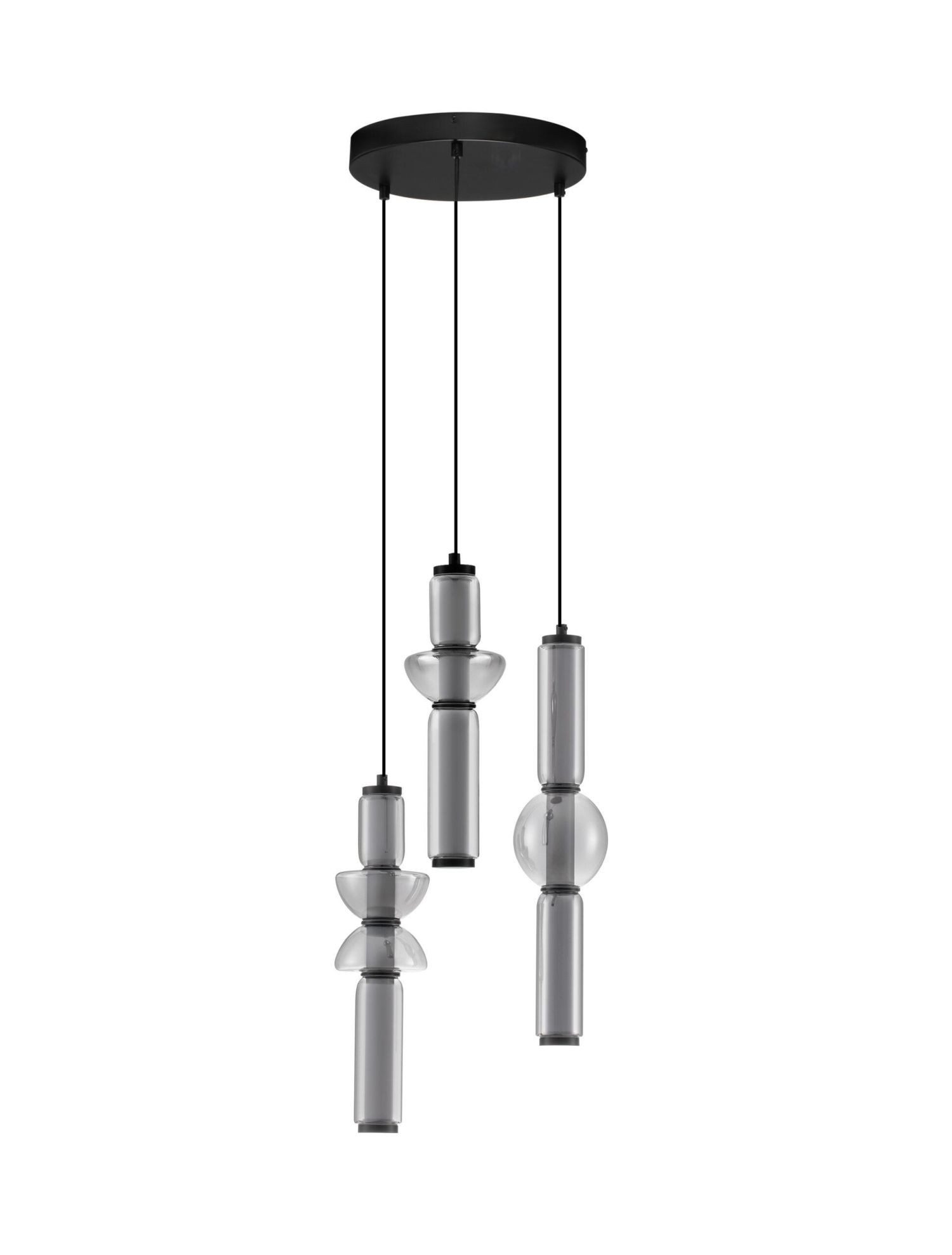 Licht-Erlebnisse Pendelleuchte SANDRA, LED fest integriert, Warmweiß, LED Hängeleuchte dimmbar 38 cm breit Schwarz warmweiß 3000 K 3-flammig