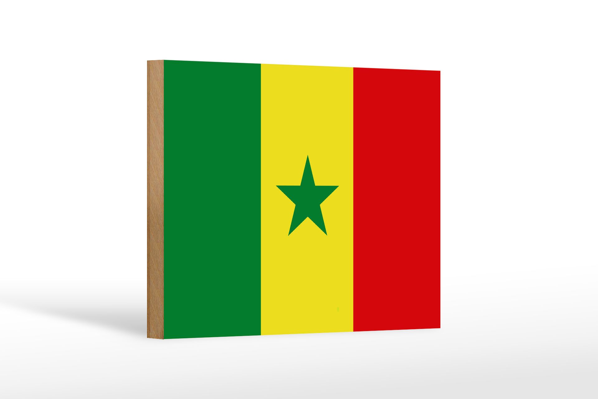 Femer GmbH Holzbild Flagge Senegal 18x12 cm Flag of Senegal, Flaggen (1 St), Glatte Holzfaserplatte (MDF), vorn beschichtet