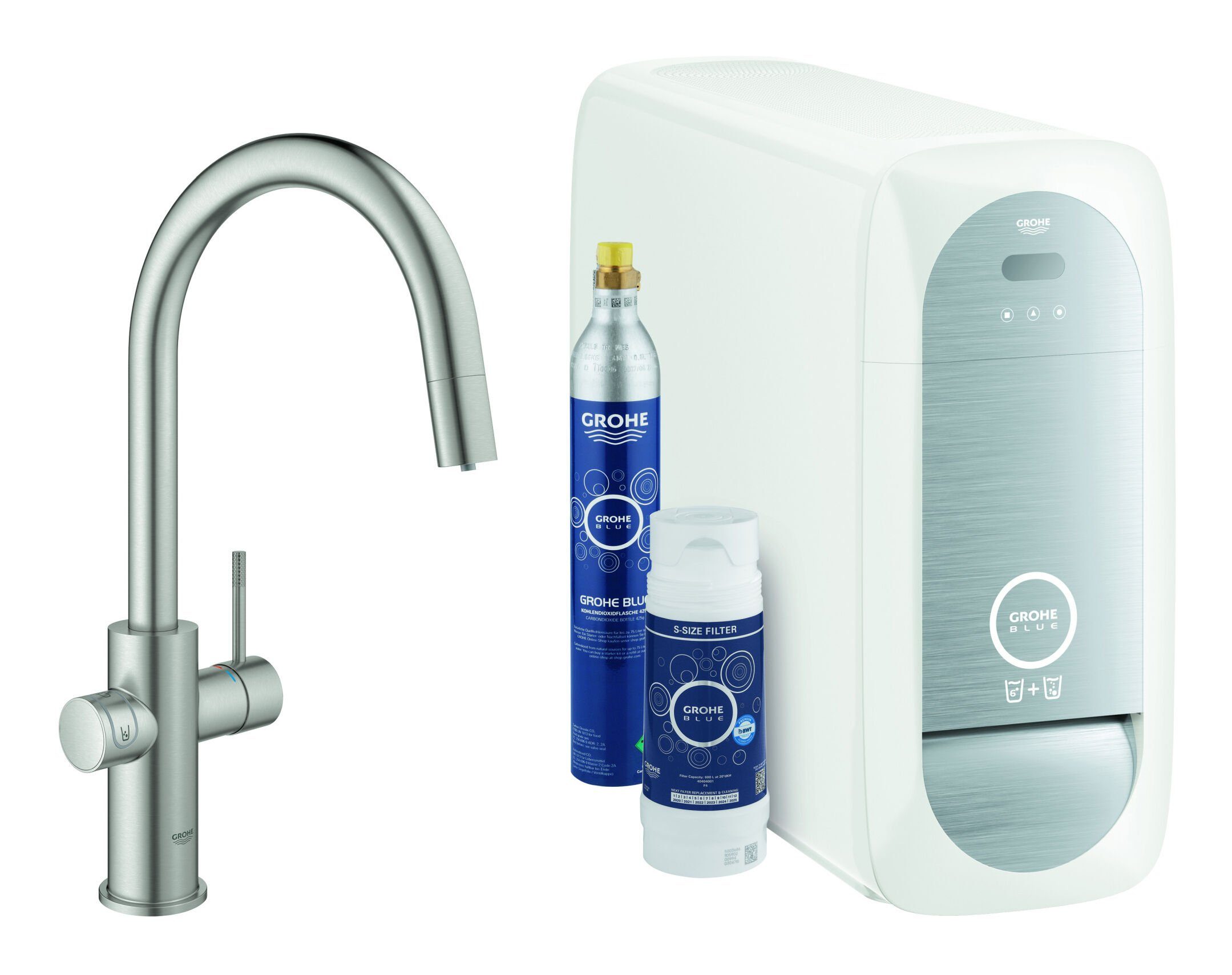 Grohe Küchenarmatur Blue Home Starterkit Spültischarmatur mit C-Auslauf, herausziehbar