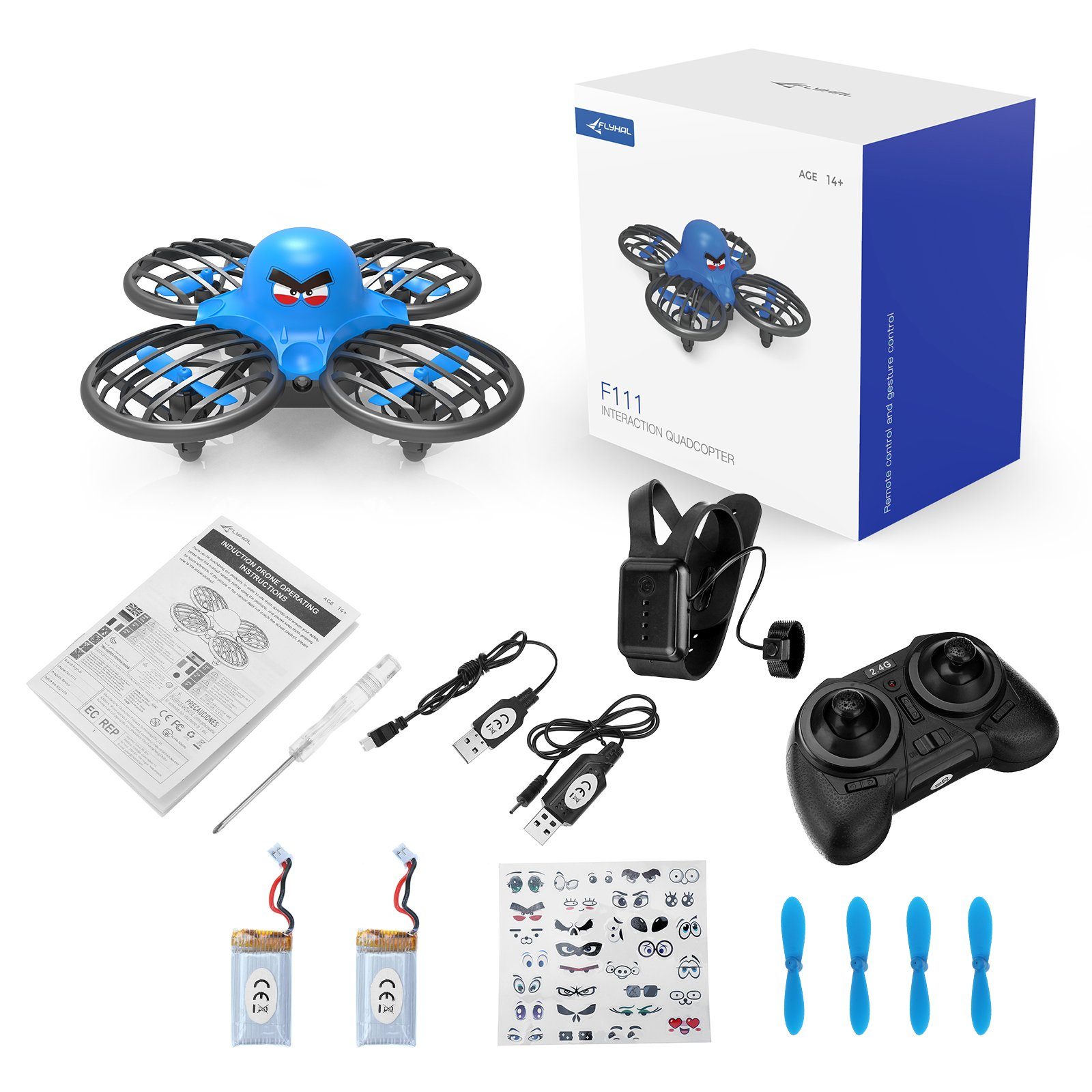 Thumbnail - FLYHAL RC-Quadrocopter F111, Gestik-Steuerung, LED-Licht