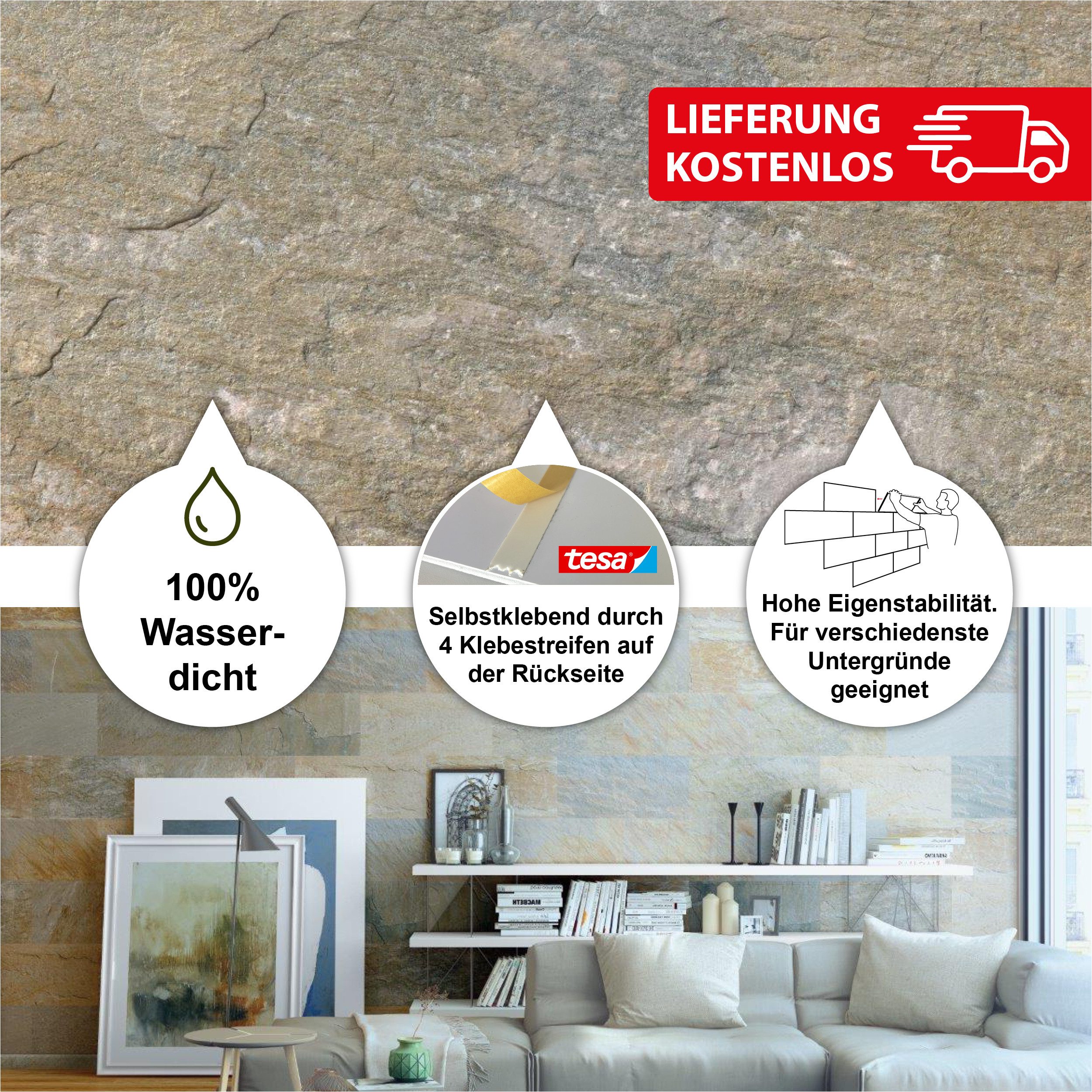 BARIDECOR Wandpaneel wasserfeste Wandfliese selbstklebend, BxL: günstig online kaufen