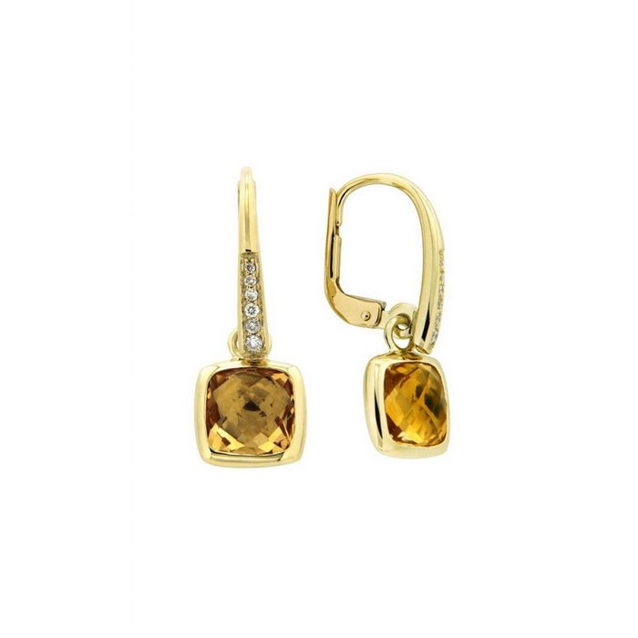 JuwelmaLux Paar Ohrhänger Ohrhänger Gold mit Diamant(en) und Citrin (2-tlg) Damen Ohrhänger Gold 333/000 inkl. Schmuckschachtel