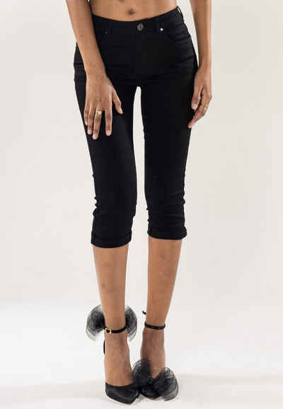 Nina Carter Caprihose Capri Jeans Shorts Stretch Skinny 3/4 Bermuda Kurze Hose Weich (1-tlg) 3204 in Schwarz