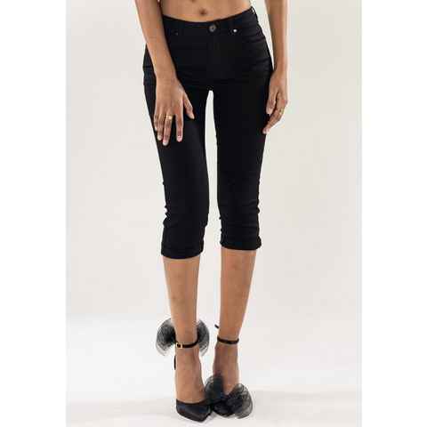 Nina Carter Caprihose Capri Jeans Shorts Stretch Skinny 3/4 Bermuda Kurze Hose Weich (1-tlg) 3204 in Schwarz