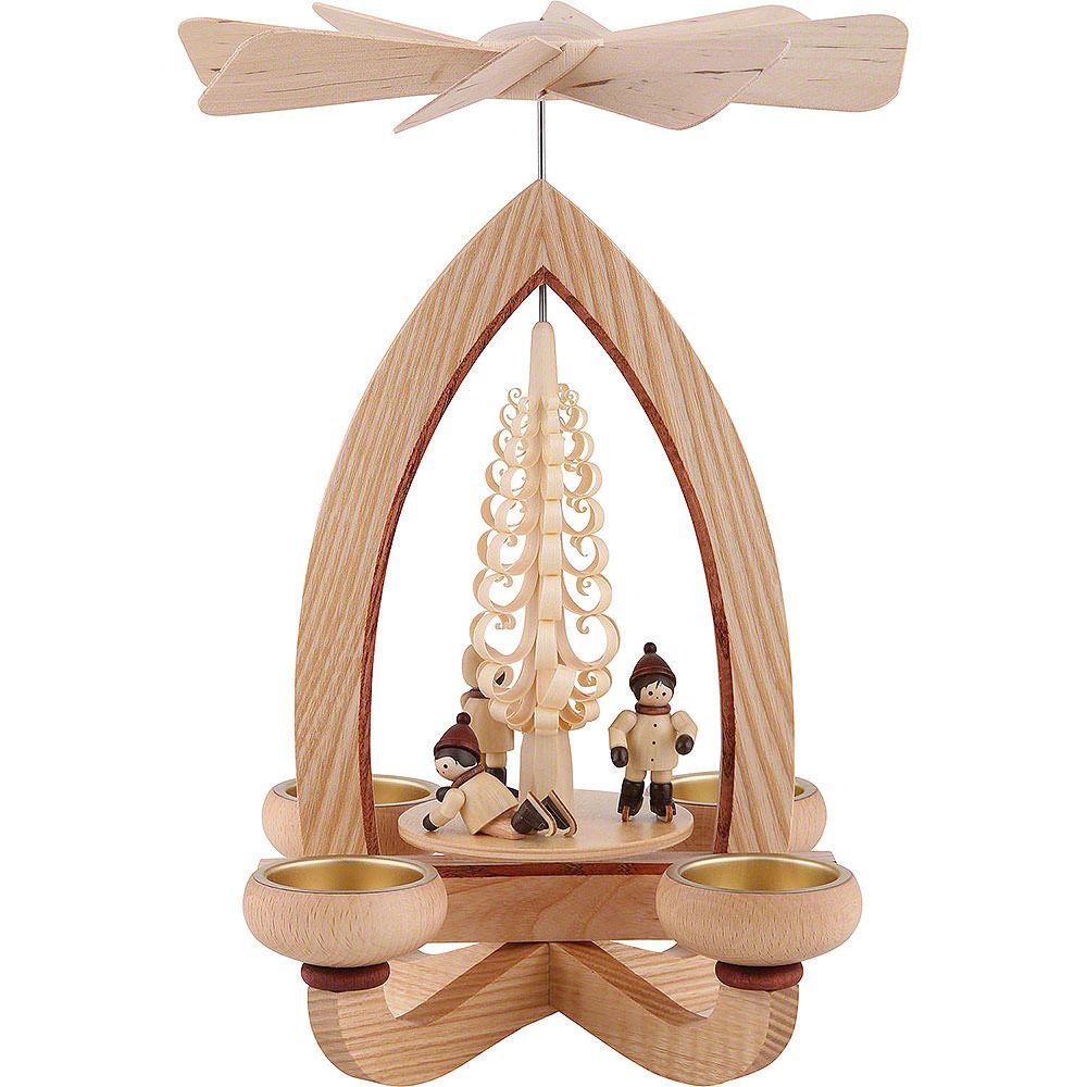 Heinz Lorenz Pyramiden Weihnachtspyramide 1-stöckige Pyramide Eisläufer - natur (28cm) von Heinz Lorenz Pyramide