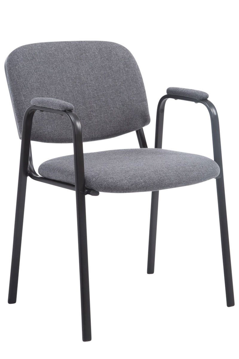 TPFLiving Besucherstuhl Keen mit hochwertiger Polsterung - Konferenzstuhl (Besprechungsstuhl - Warteraumstuhl - Messestuhl), Gestell: Metall schwarz - Sitzfläche: Stoff grau
