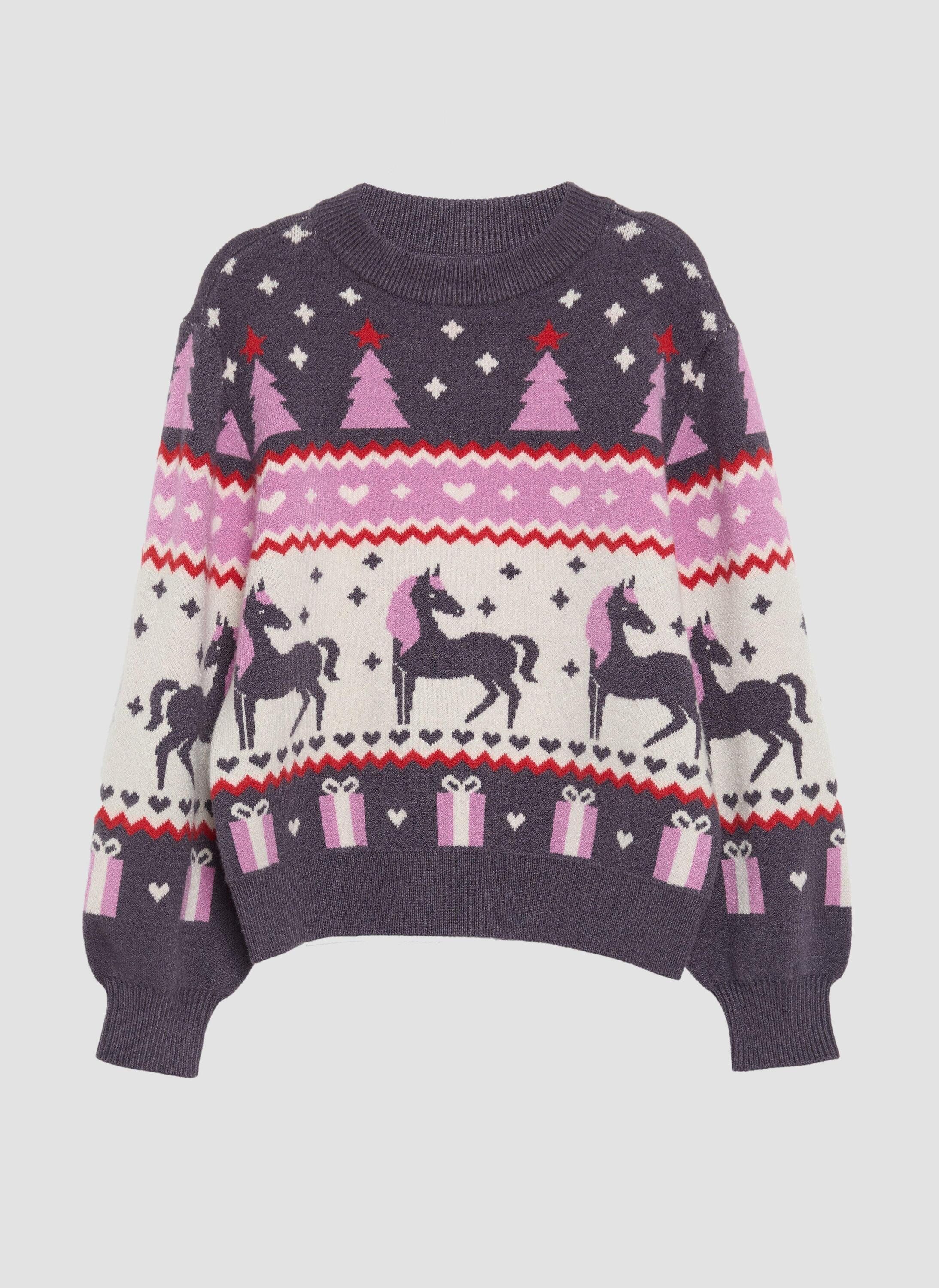 s.Oliver Longpullover Strickpullover Weicher Strickpullover mit Weihnachtsmotiv