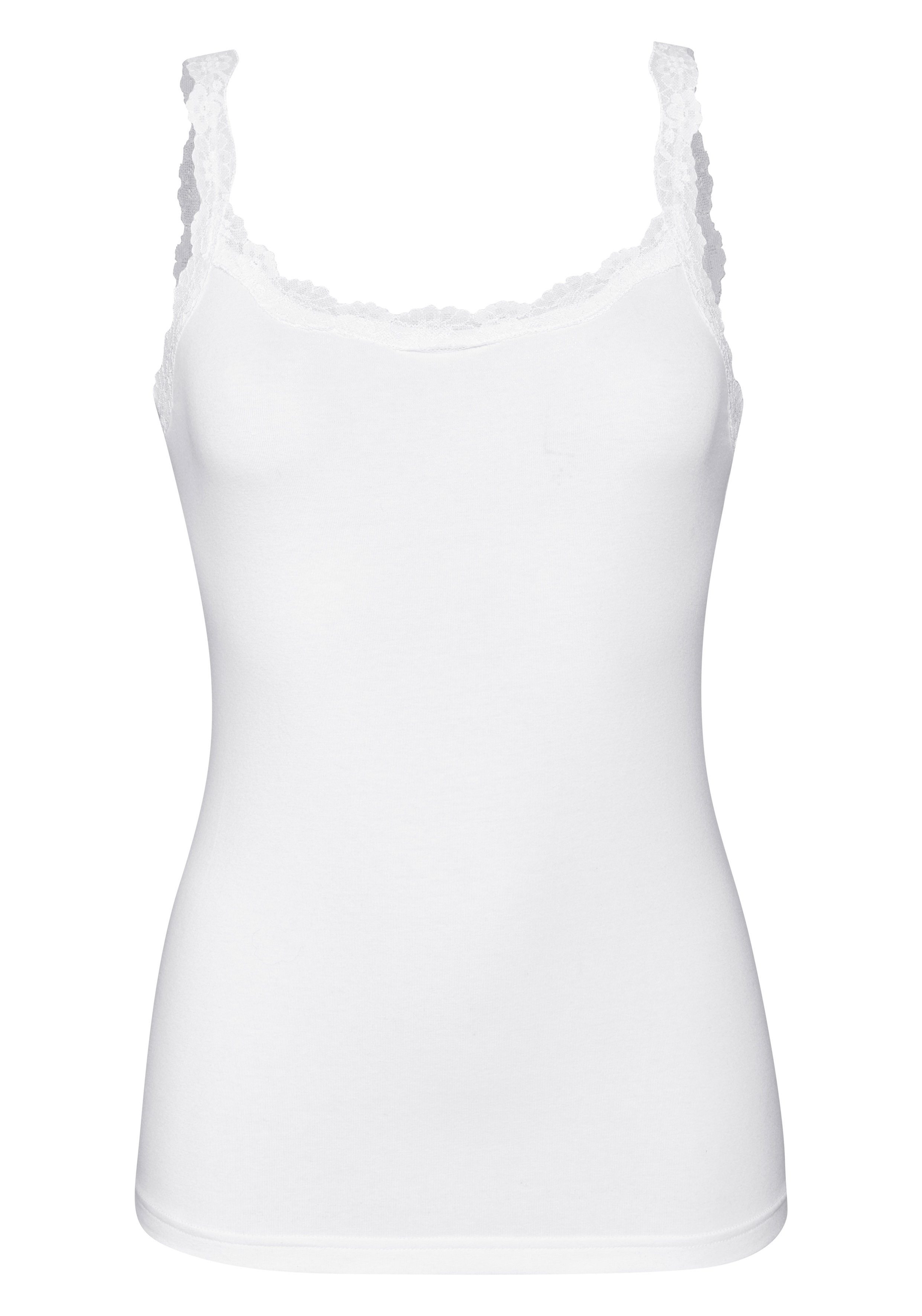 LASCANA Unterhemd (2er-Pack) mit zarter Spitze, Unterziehshirt, Spaghettiträger-Top