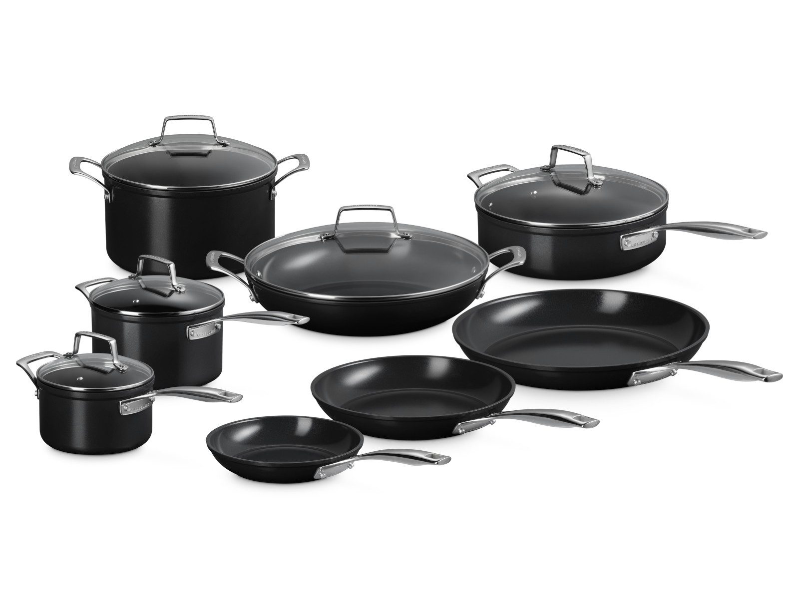 LE CREUSET Geschirr-Set Essential Kochgeschirrset Keramik-Antihaft 8tlg, Geschmiedetes Aluminium (harteloxiert)