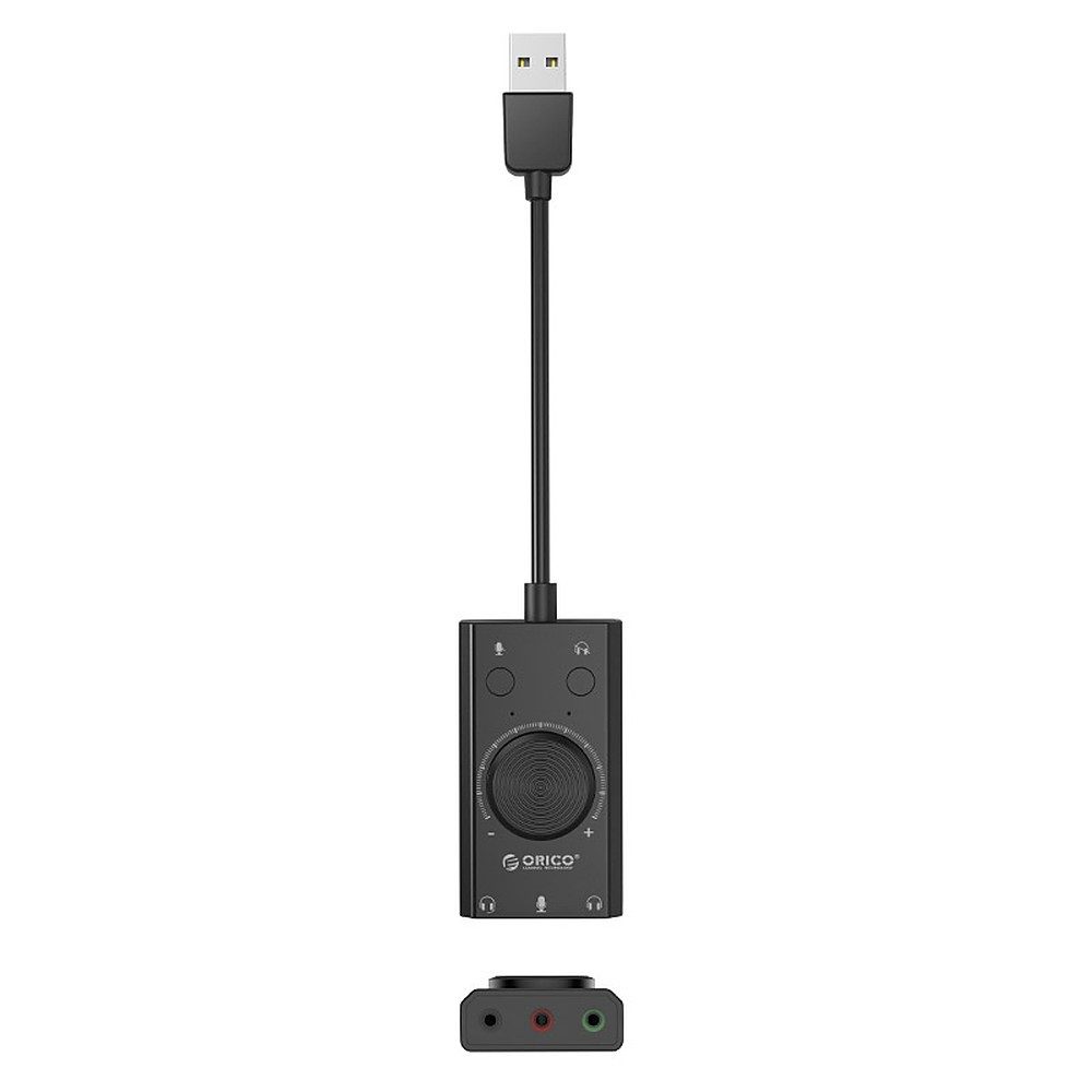 ORICO USB-Soundkarte Audio-Adapter USB-Soundkarte, Plug & Play, 3 Audio-Ports, Regler, Mute