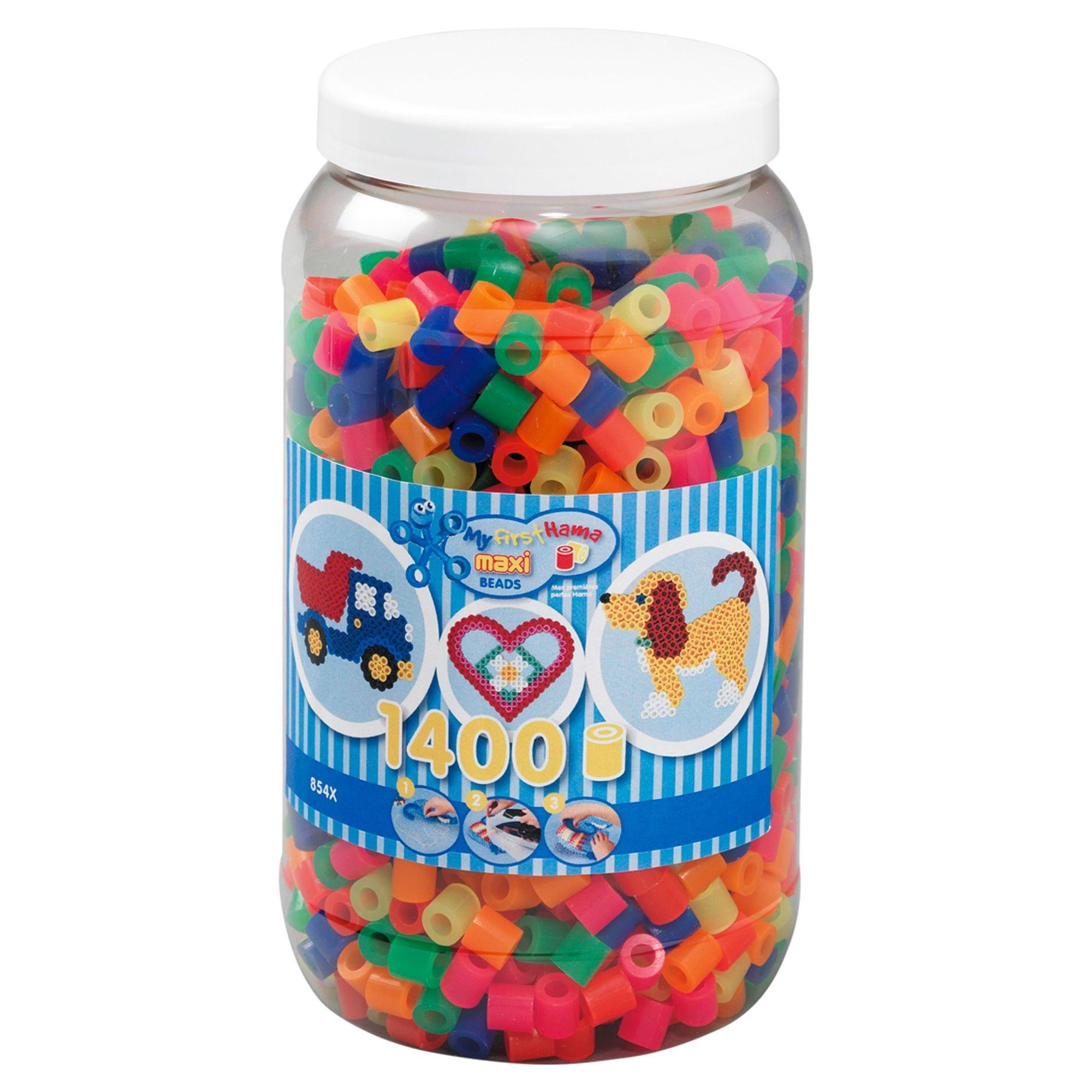 Hama Perlen Bügelperlen Hama Dose Maxi-Bügelperlen Mix Neon 1400