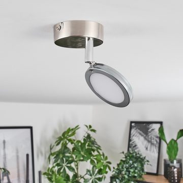 hofstein Deckenleuchte Deckenlampe aus Metall/Kunststoff in Nickel-matt/Weiß, LED fest integriert, 3000 Kelvin, vintage Leuchte mit verstellbarem Schirm, 1 x LED 4, 4 W, 380 Lumen