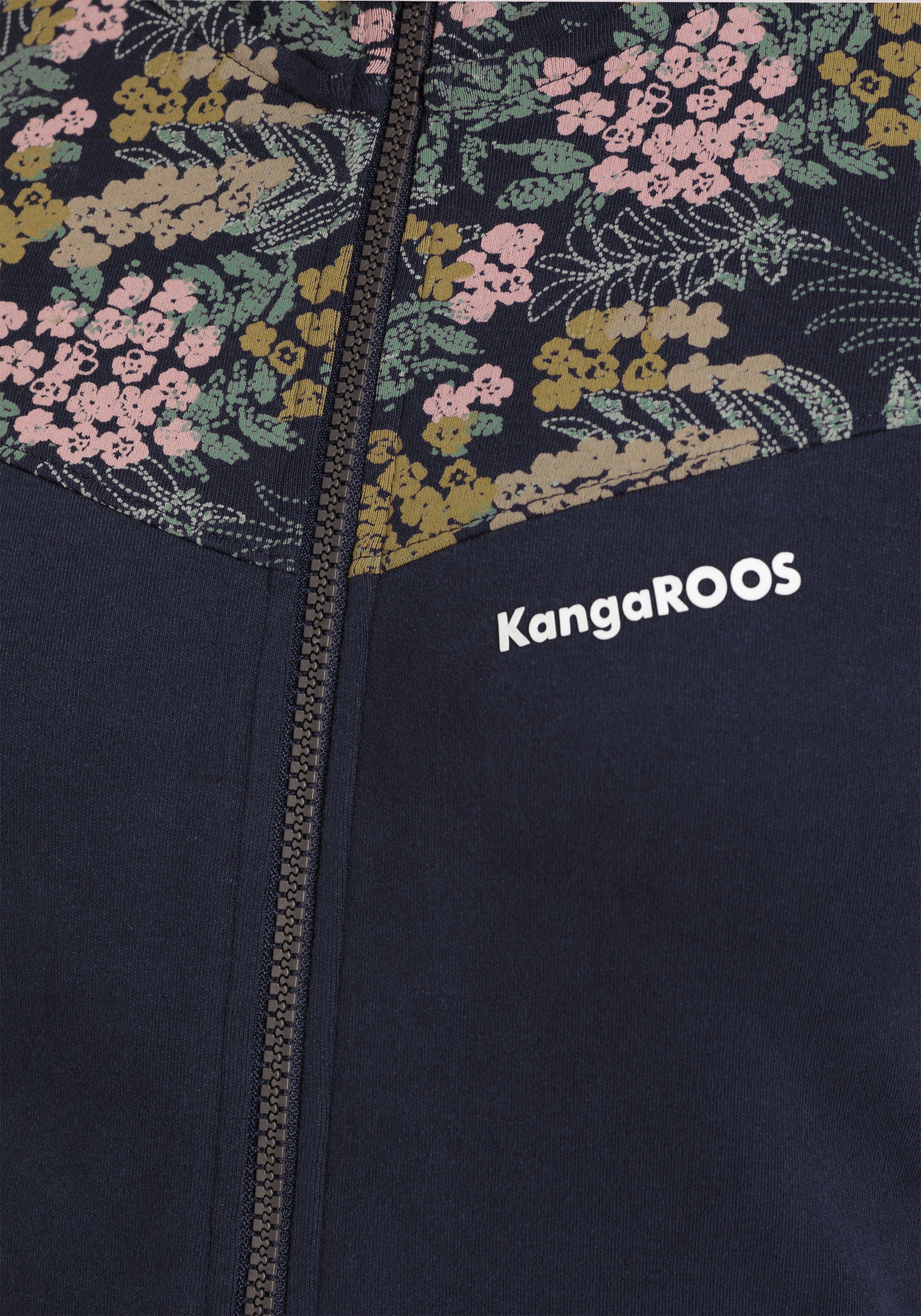 mit Alloverdruck-NEUE-KOLLEKTION KangaROOS Kapuzensweatjacke Blumen