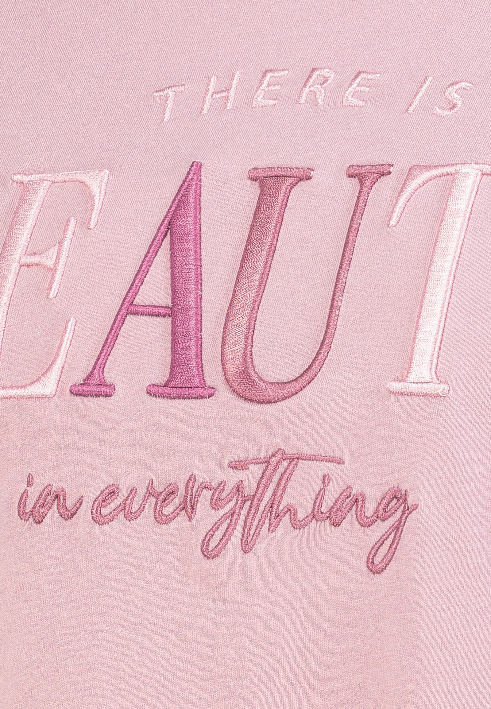 SUBLEVEL T-Shirt Minimalistischer Schriftzug Rundhals Kurzarm Locker für Damen (1-tlg) Baumwolle Normal Fit Rundhals Kurzarm Spruch atmungsaktiv
