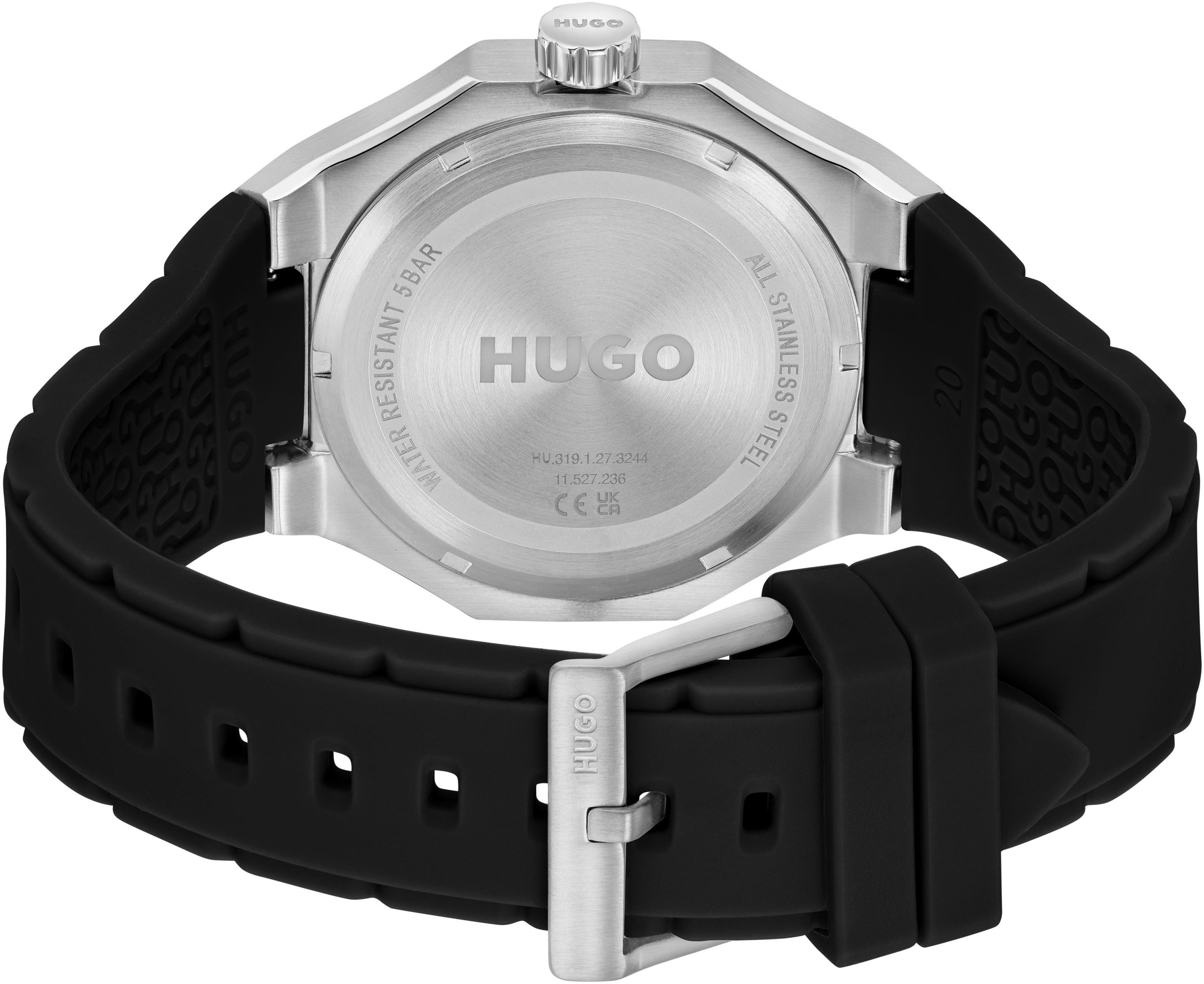 HUGO Multifunktionsuhr #GRAIL SPORT 1530397, Quarzuhr, Armbanduhr, Herrenuhr, Silikonarmband, analog
