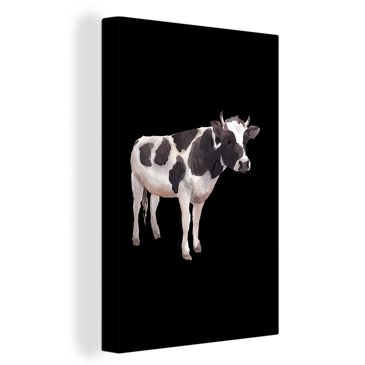 OneMillionCanvasses® Leinwandbild Kuh - Schwarz - Weiß, (1 St), Leinwandbild fertig bespannt inkl. Zackenaufhänger, Gemälde, 20x30 cm