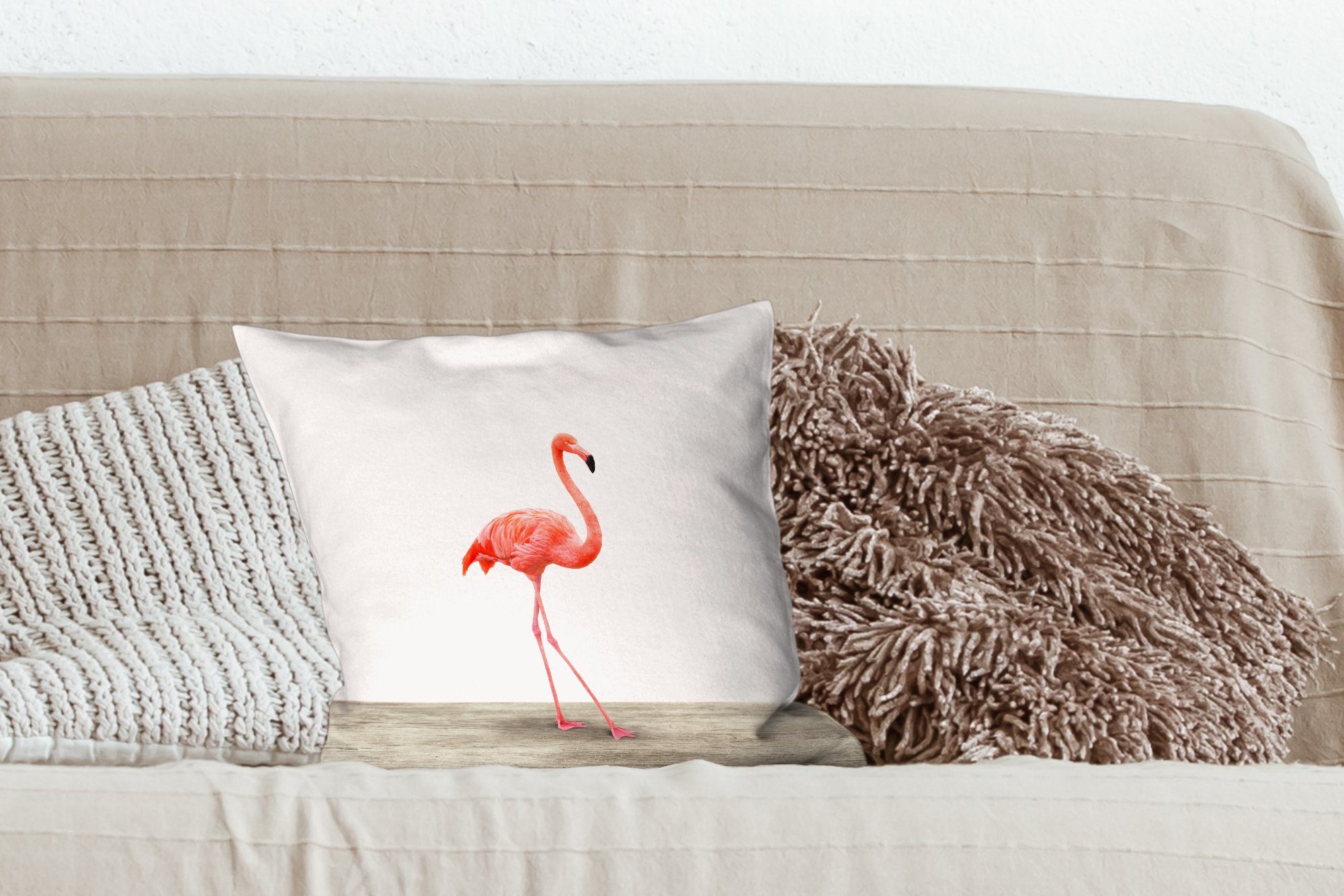Zierkissen - Schlafzimmer, Rosa, Deko, - mit Flamingo Dekokissen für Füllung Wohzimmer, Sofakissen Tiere MuchoWow