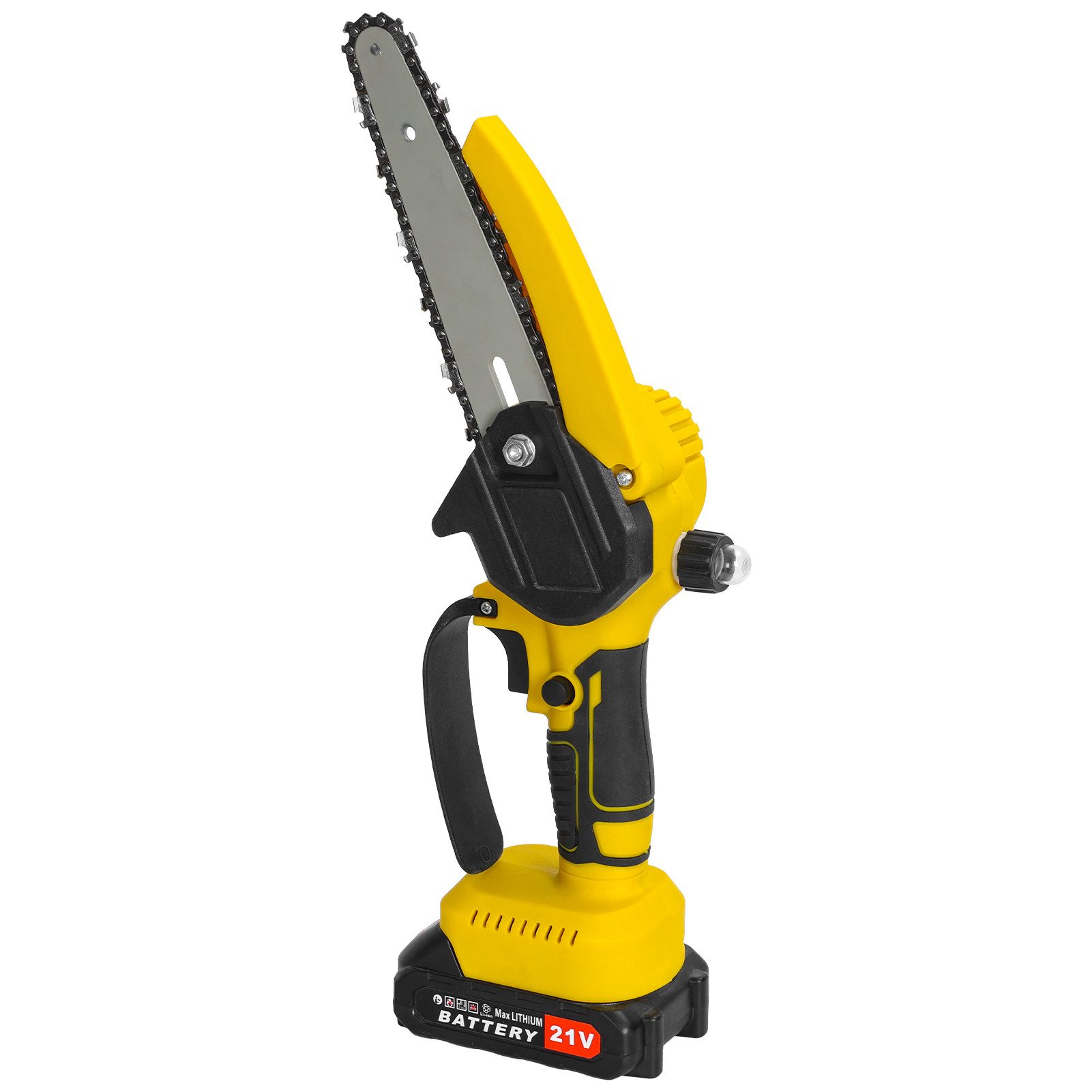 Rutaqian Akku-Kettensäge 6-Zoll bürstenlose elektrische Kettensäge mit 2 x 1,5 Ah Akku, 21v, 550W, 180,00 cm Schwertlänge, 1-tlg., 5,9 Fuß MAX Reichweite Stangsäge für Gartenscheren Holzschneidenz