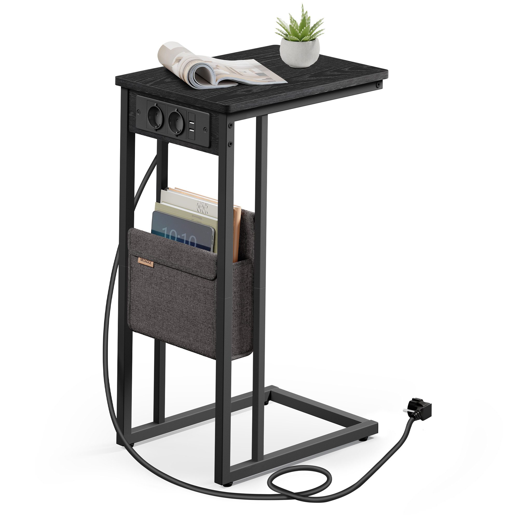 VASAGLE Beistelltisch, mit Steckdose, für kleine Räume, 2 USB-Anschlüsse, 3 günstig online kaufen