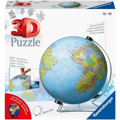 Ravensburger Puzzleball Globus in deutscher Sprache, 540 Puzzleteile, Made in Europe, FSC® - schützt Wald - weltweit