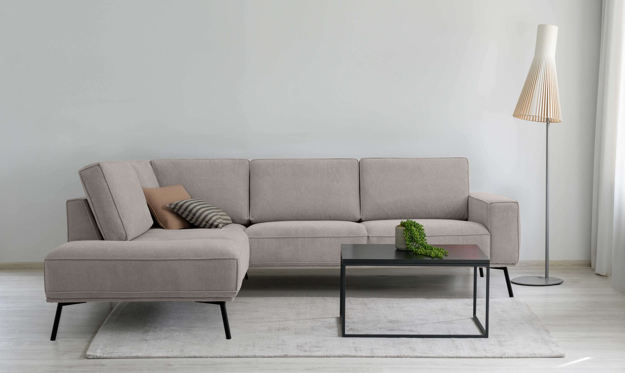 OTTO home Ecksofa Vosby, 260 cm, Chenille, mit dekorativer Kedernaht, Wellenunterfederung