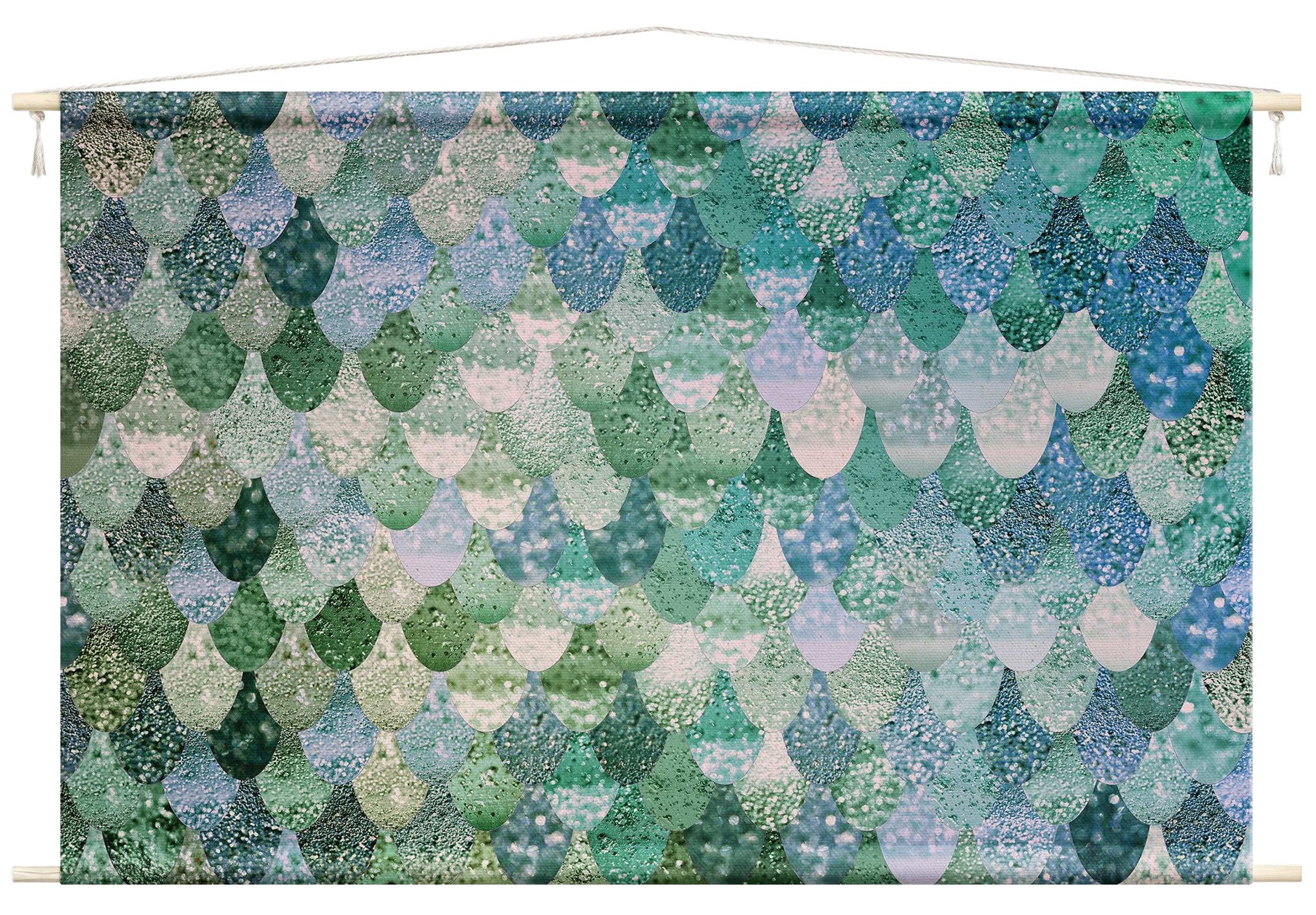 Bilderdepot24 Wandteppich modern Muster Aquarell blau, rechteckig, Höhe: 2.6 mm, großes Wandbild aus Natur-Baumwolle Wandbehang Stoffbild Tuch Wollseil