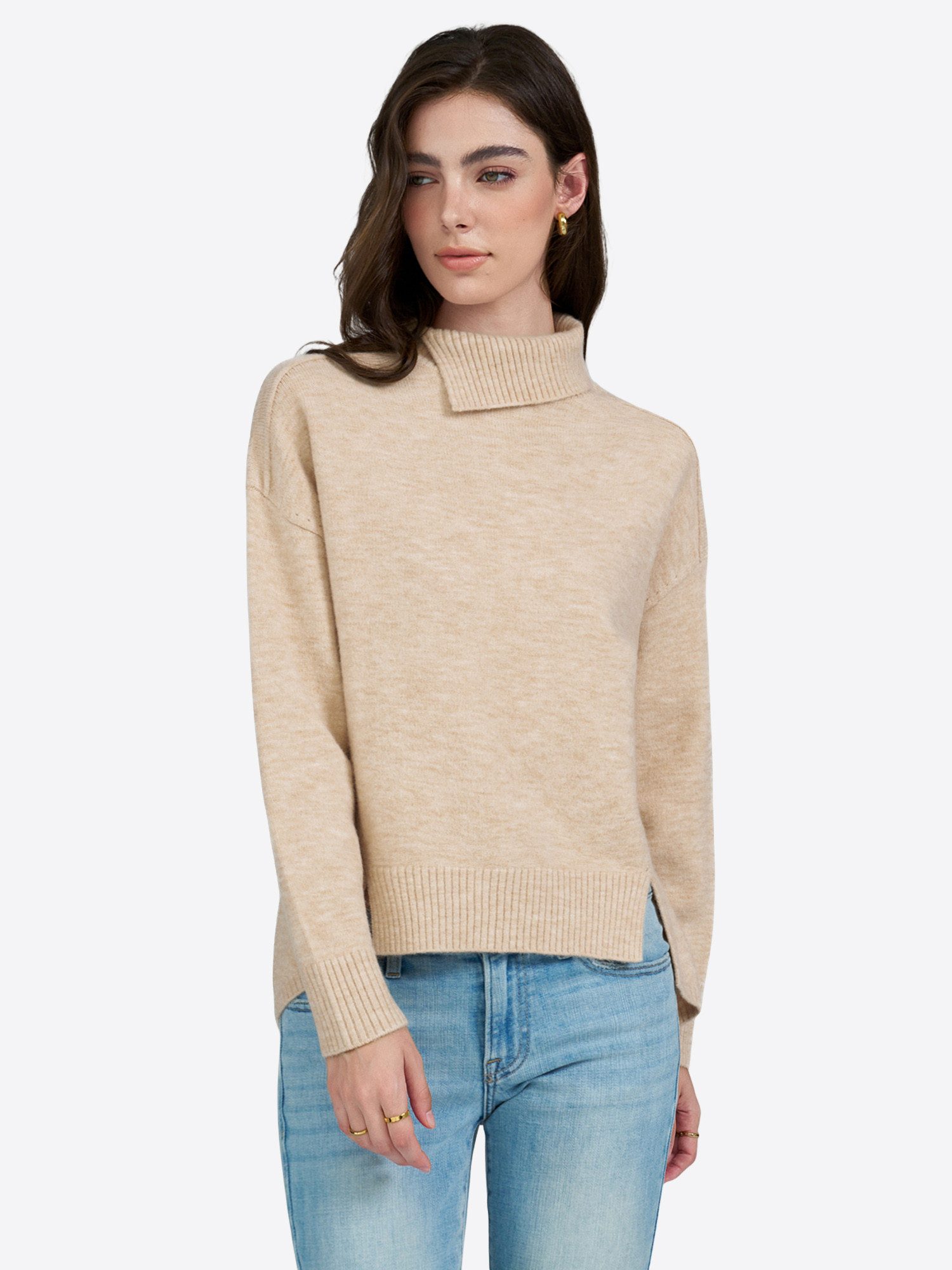 Imily Bela Rollkragenpullover Damen Strickpullover mit Seitenschlitz (Packung, 1-tlg., 1per-Pack) in Unifarbe
