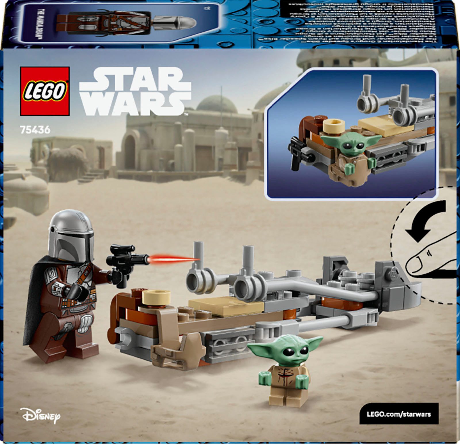 LEGO® Der Mandalorianer und Grogu auf ihrem Speeder Bike (75436) Konstruktionsspielsteine, (58 St), LEGO Star Wars
