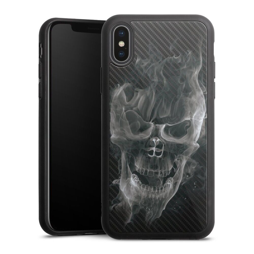 Handyhülle Totenkopf Schädel Carbon Smoke Skull Carbon