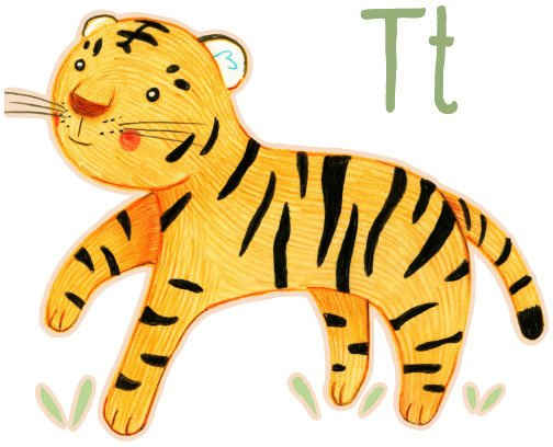 Wall-Art Wandtattoo Tiger Tierwelt Buchstabe T (1 St), selbstklebend, entfernbar