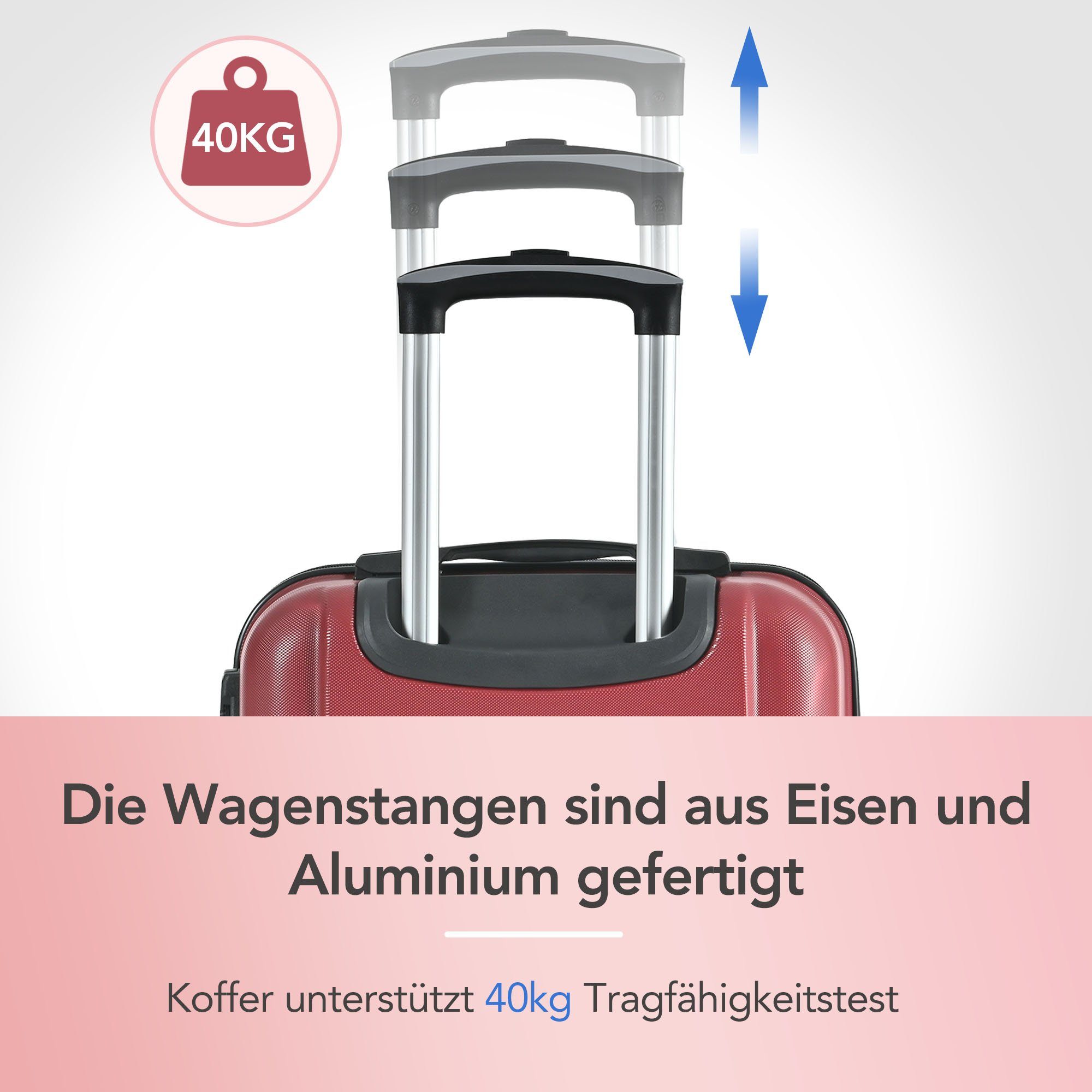 Hartschalen-Trolley Hartschalen-Handgepäck, 4 Rollen, Koffer mit TSA-Schloss und Universalrad, Erweiterbar Seitengriff