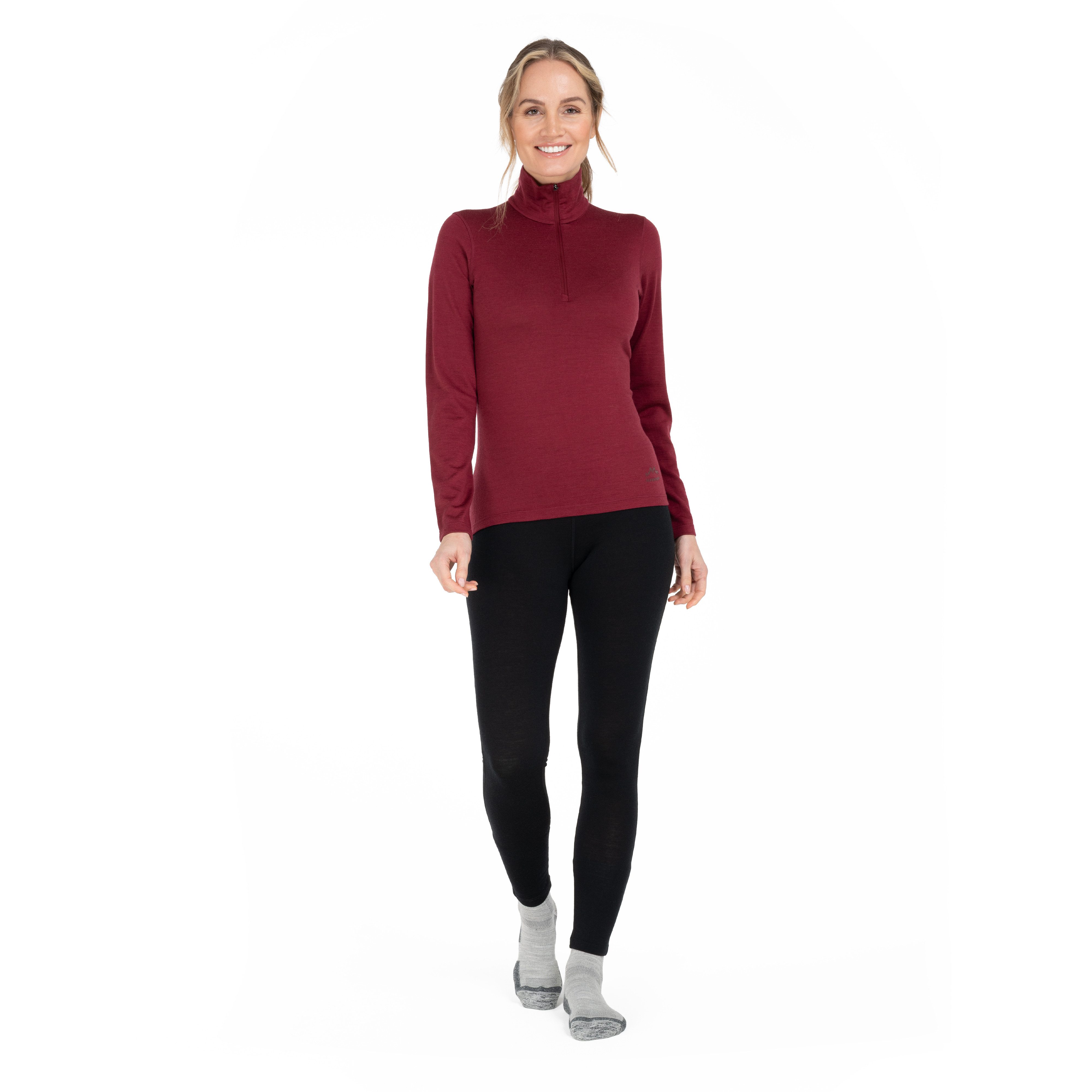 Alpenwert Funktionsshirt Damen Zip-Pullover aus 100% Merinowolle – atmungsaktiv (1 Pack) Antibakteriell, Anti-Schweiß-Geruch, Outdoor & Funktionsshirt