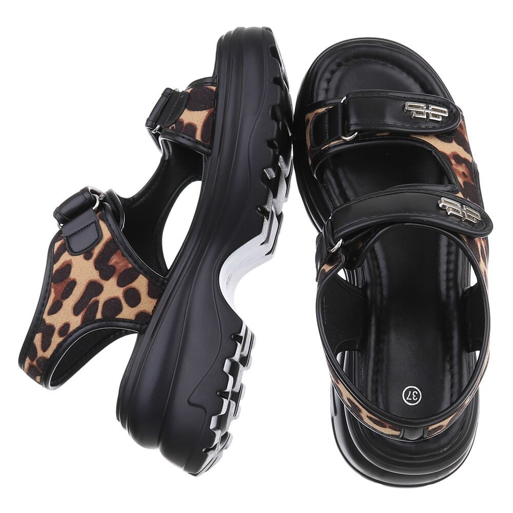 Ital-Design Modische Sandalen mit Klettverschluss und Komfort, Beige Platea günstig online kaufen