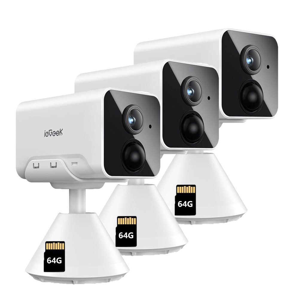 ieGeek Überwachungskamera 1 Stück 1080P Überwachungskamera Aussen Akku Kamera Überwachung (drinnen, Innen, außen, außen/innen WLAN PIR Bewegungserkennung Tracking Bewegungserkennung, 25M Nachtsicht 2-Wege-Audio kompatibel mit Alexa IP65 wasserdicht, Ereignisausgelöste/kontinuierliche Überwachung)