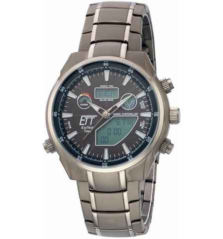 ETT Funkchronograph EGT-11339-60M, Armbanduhr, Herrenuhr, Stoppfunktion, Datum, Solar