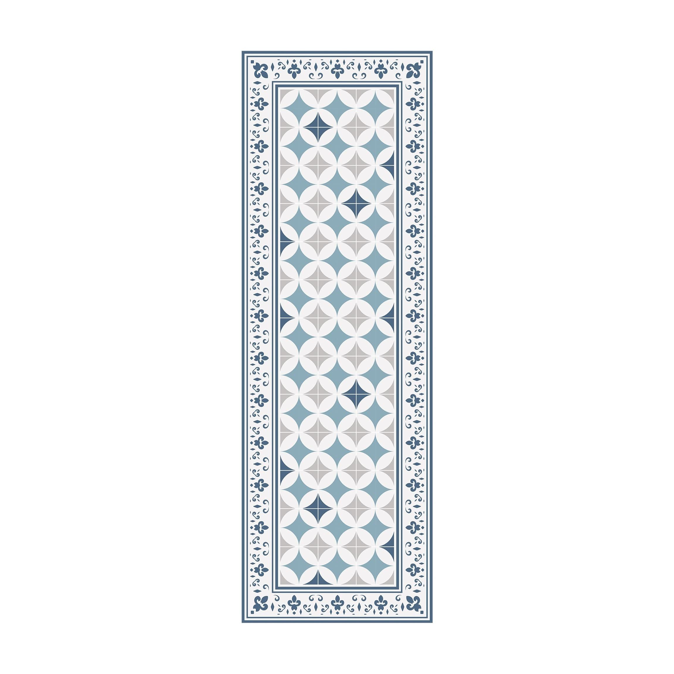 Bilderdepot24 Teppich Teppich Vinyl Flur Küche Fliesen Muster funktional lang modern, Läufer - blau glatt, nass wischbar (Schmutz, Tierhaare) Saugroboter & Bodenheizung geeignet